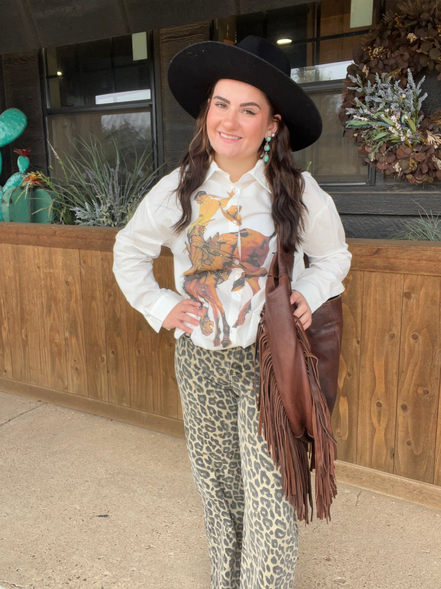 Let 'Er Buck Ruffled Button Blouse