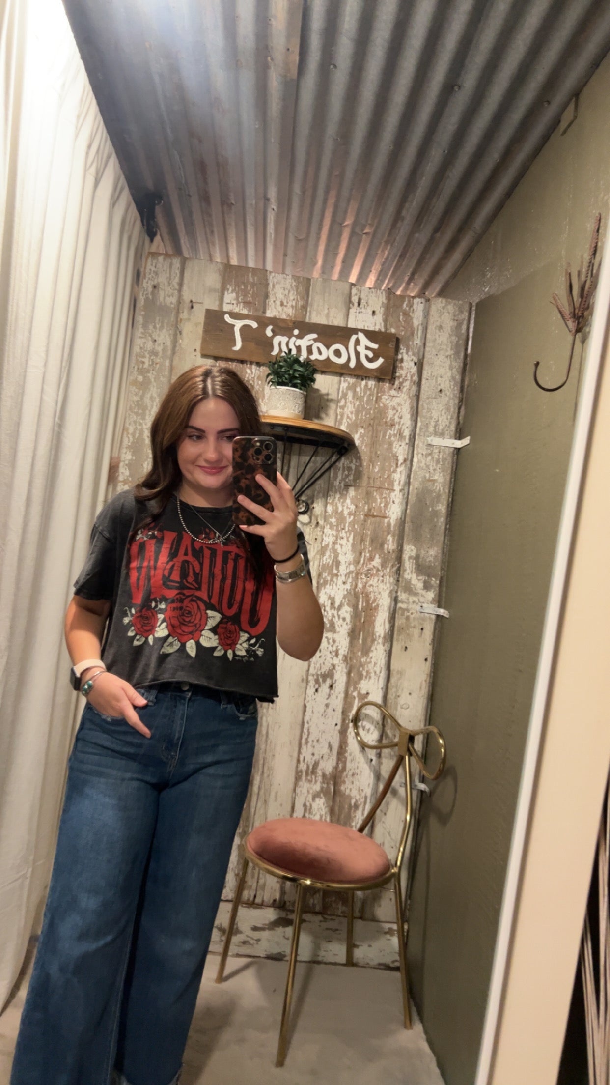 Acid Wash “Outlaw” Cropped Tee