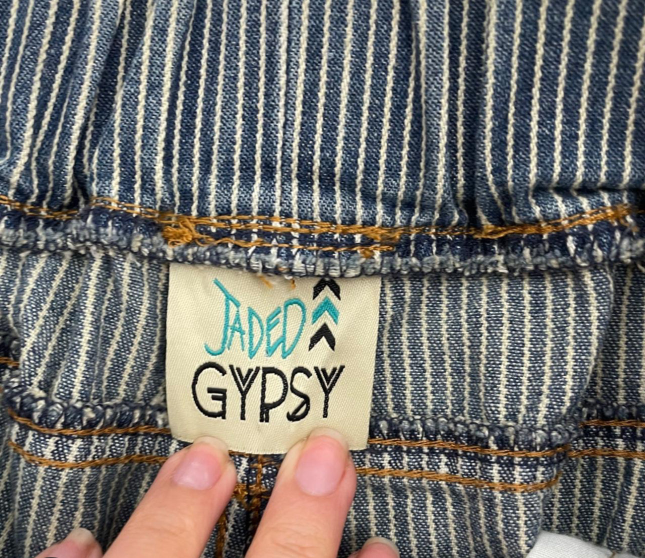 Jaded Gypsy On the Road Striped Denim Crop Jeans