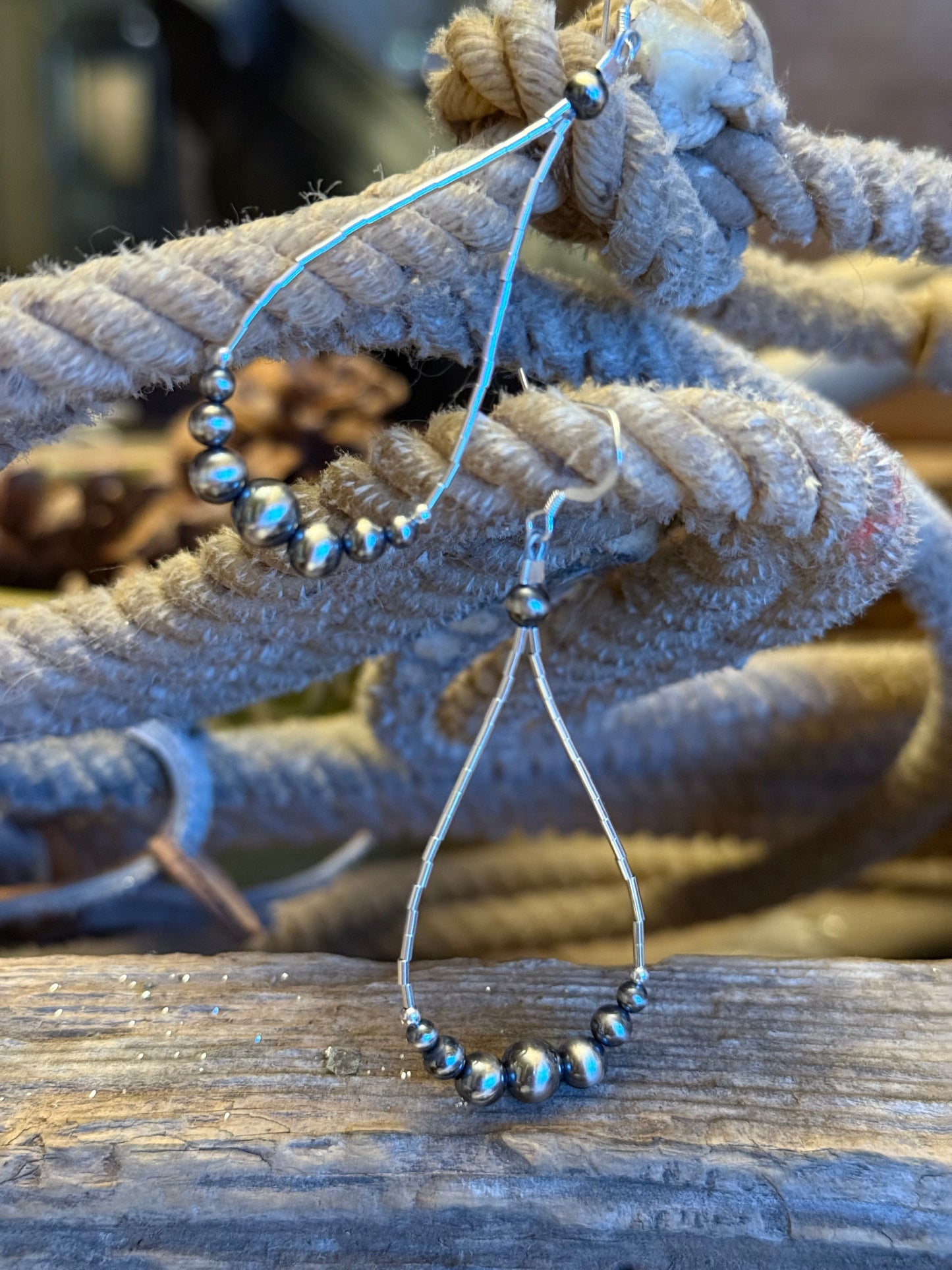Sterling Silver Pearl Teardrop Loop Earrings