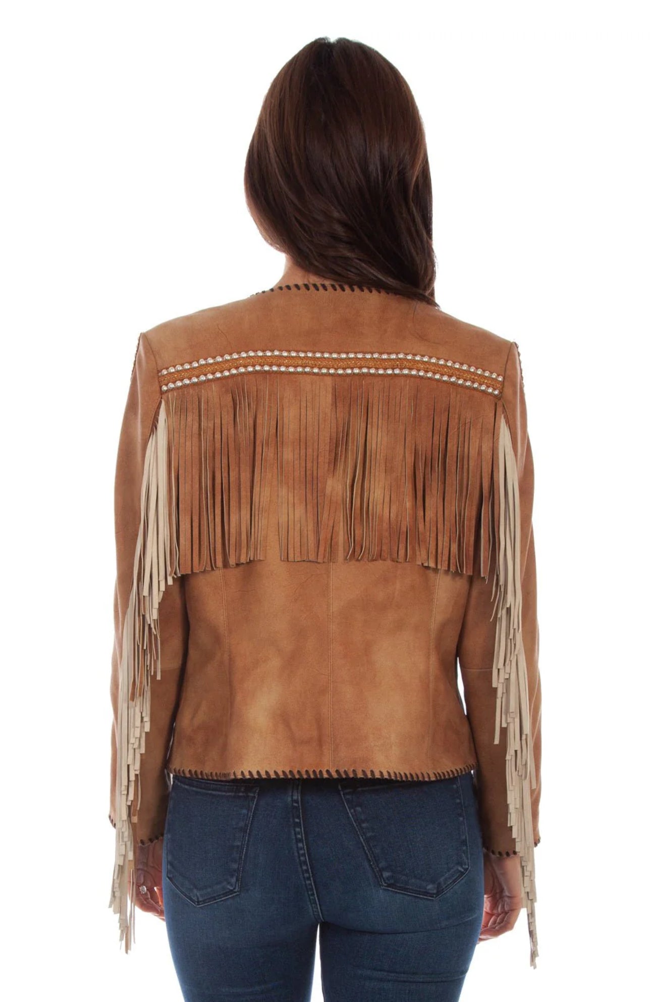 SCULLY FRINGE/STUDDED JACKET BUCKSKIN BOAR SUEDE
