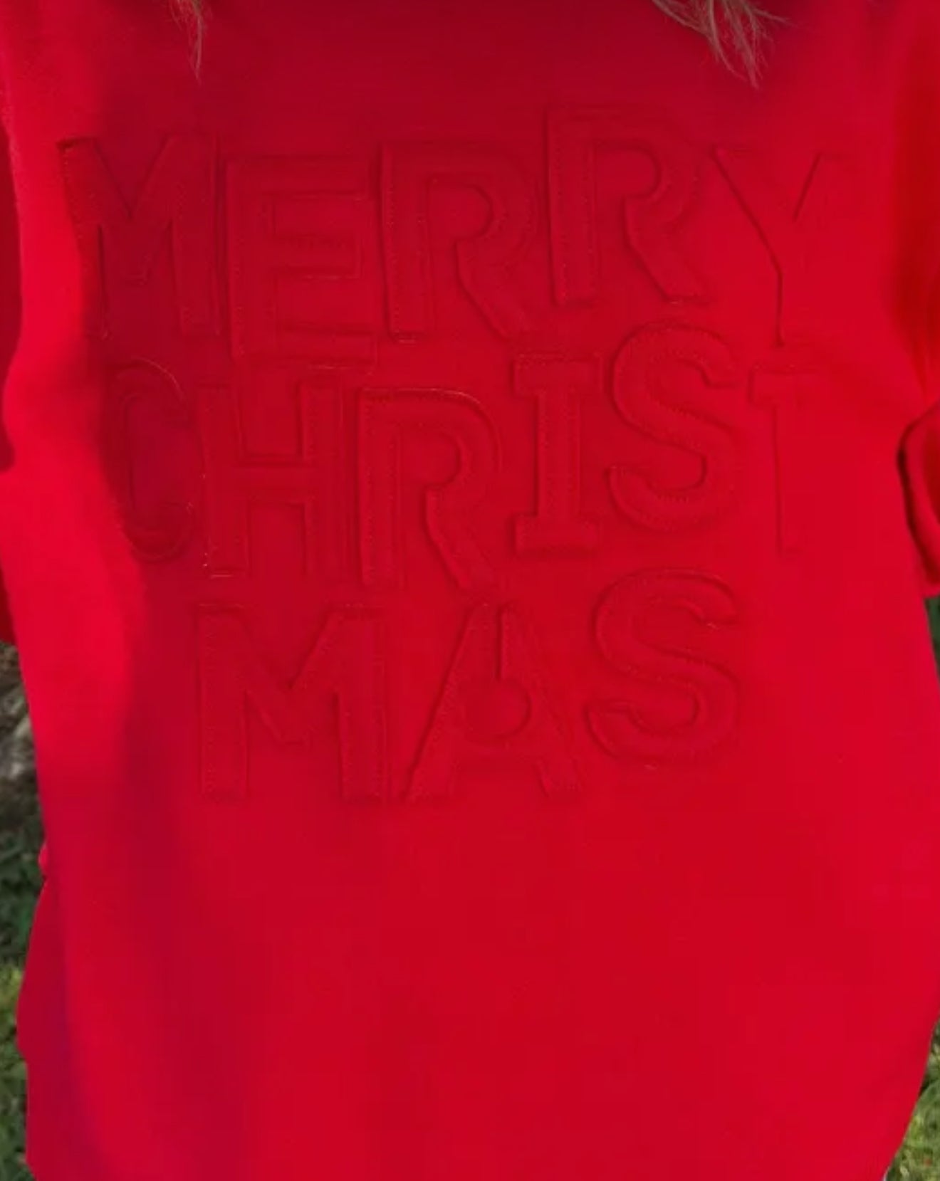 Merry Christmas Appliqued Poncho Sweatshirt