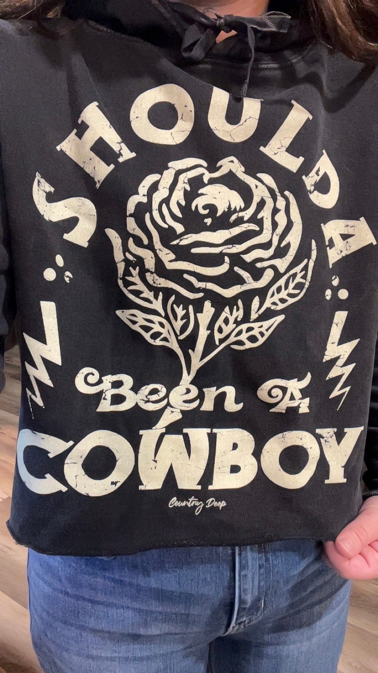 Shoulda Been A Cowboy Cropped Hoodie