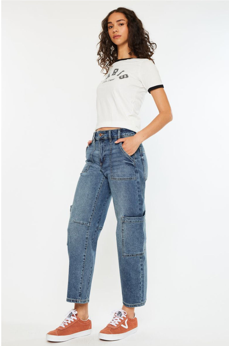 KanCan LOW SLUNG BARREL FIT JEANS