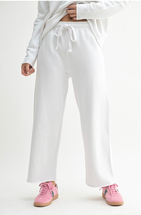 MALIBU CROPPED WIDE-LEG FLEECE PANTS