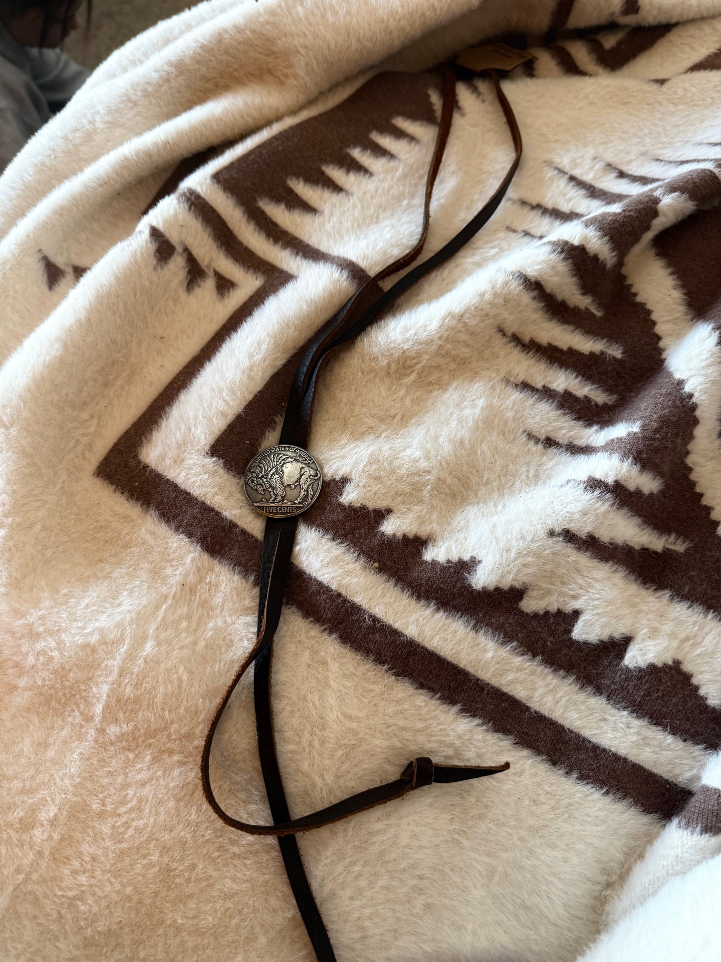 Kodiak Leather Adjustable Bolo with Coin Concho