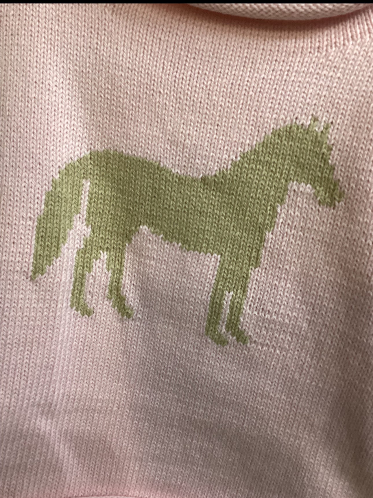 Claver - Horse Rollover Collar Pink Sweater