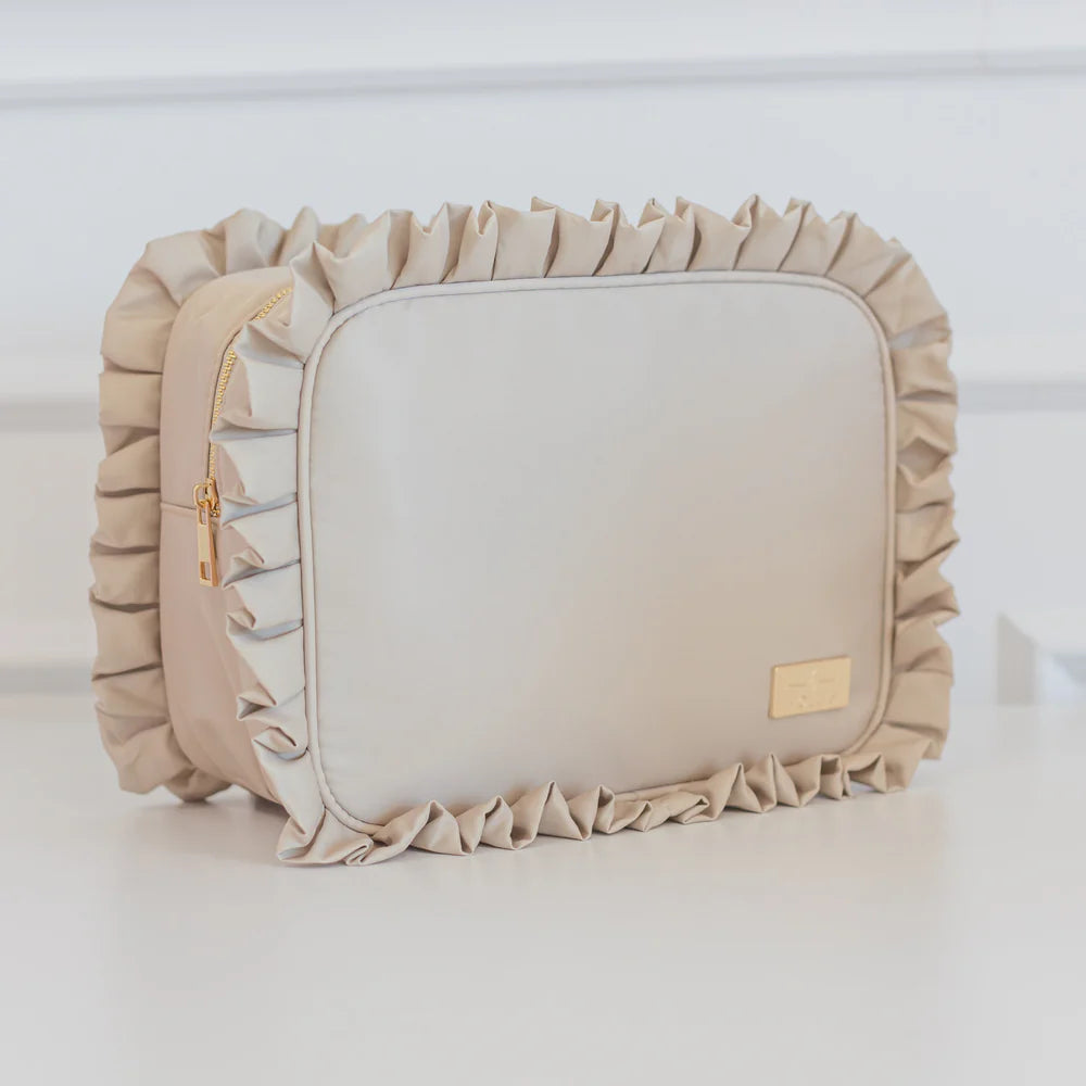HOLLIS RUFFLED NYLON XL POUCH (monogram available)
