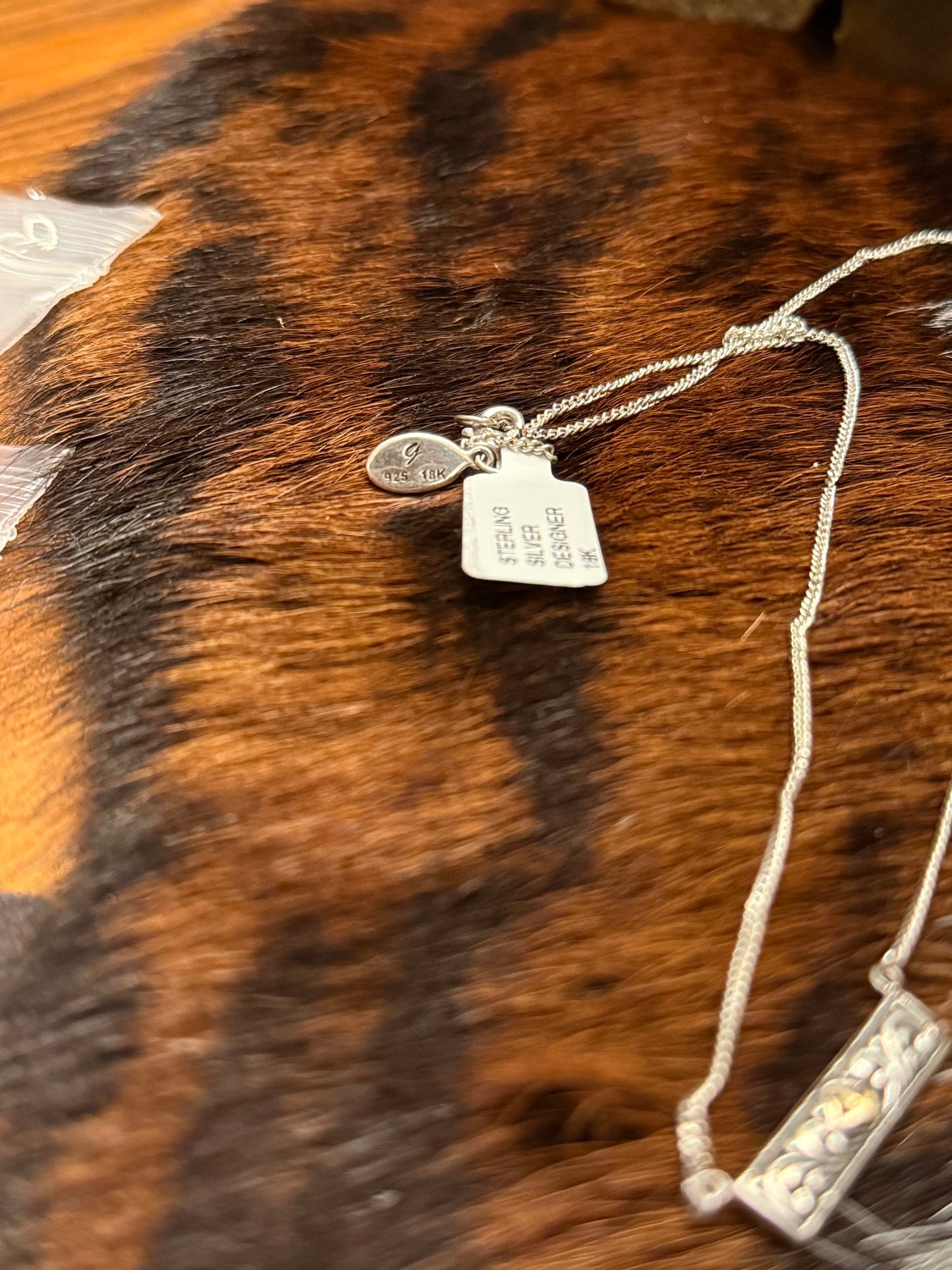Sterling Silver & 18K Handmade Bar Necklace