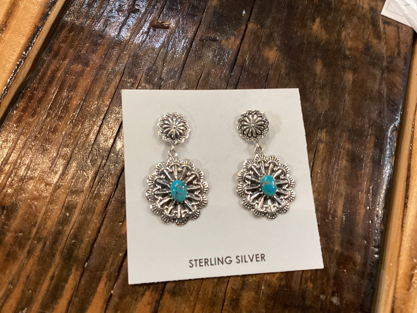 Handmade SS Kingman Turquoise Earrings