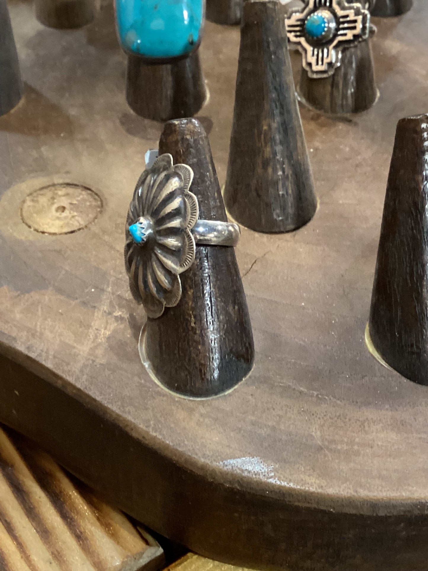 Handmade Joan Begay Navajo Authentic Sterling Silver Concho Ring Sz 8