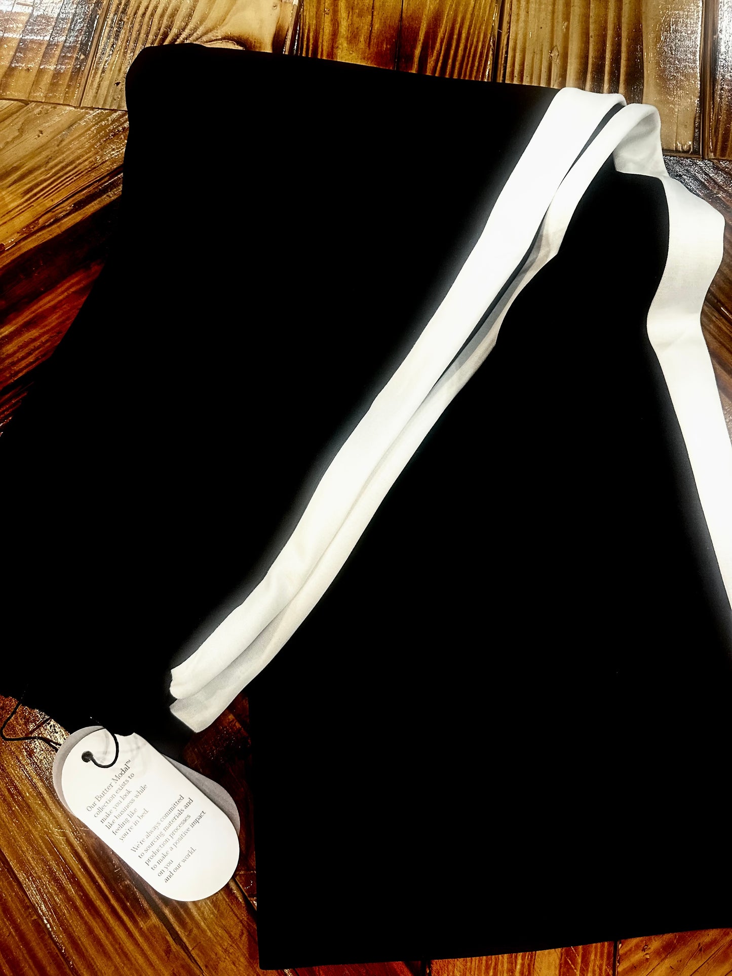 P. CILL BUTTER MODAL SIDE STRIPE WIDE LEG PANTS BLACK