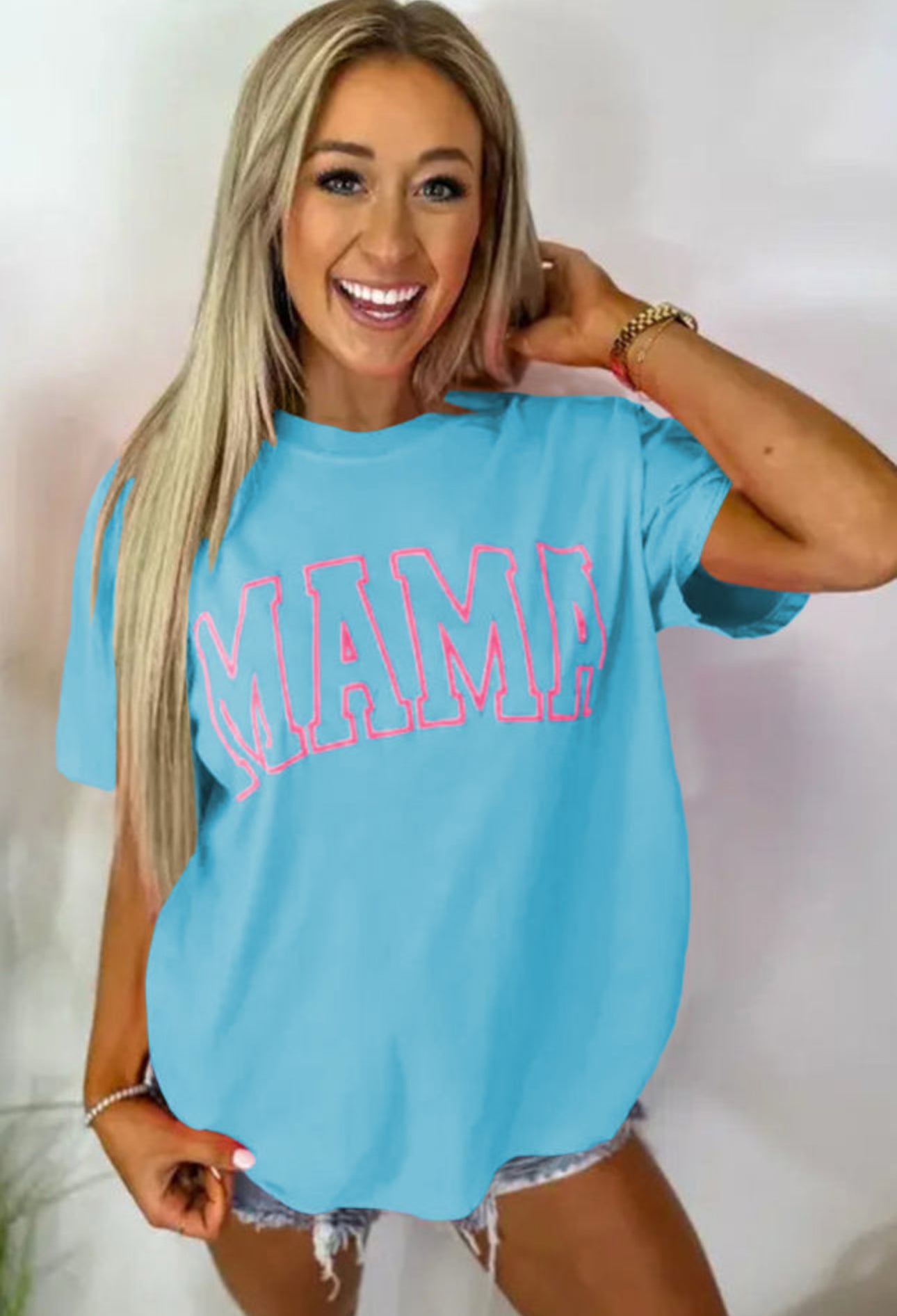 MAMA Letter Graphic Neon T Shirt