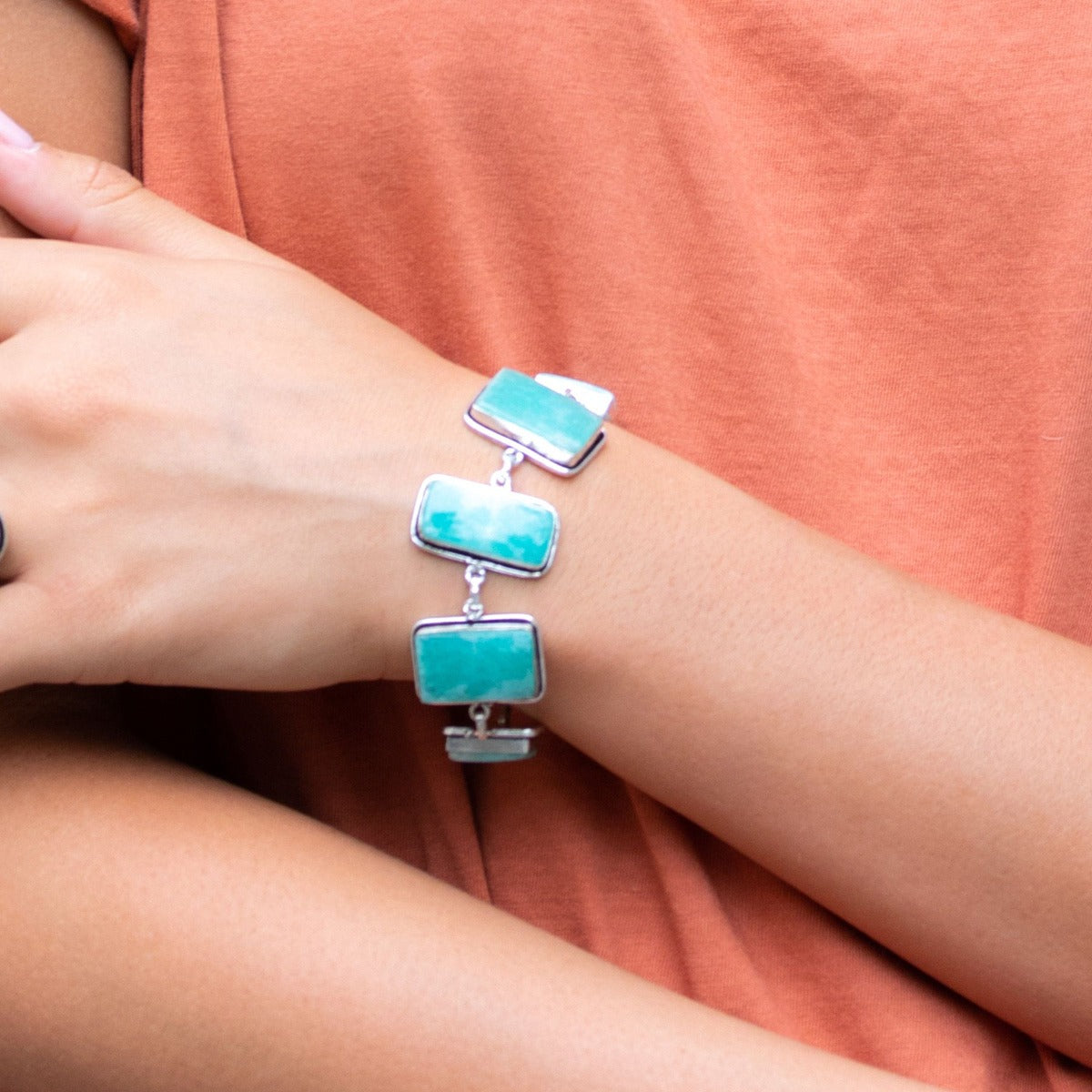 Kashi Semiprecious Stone Link Bracelet – Amazonite