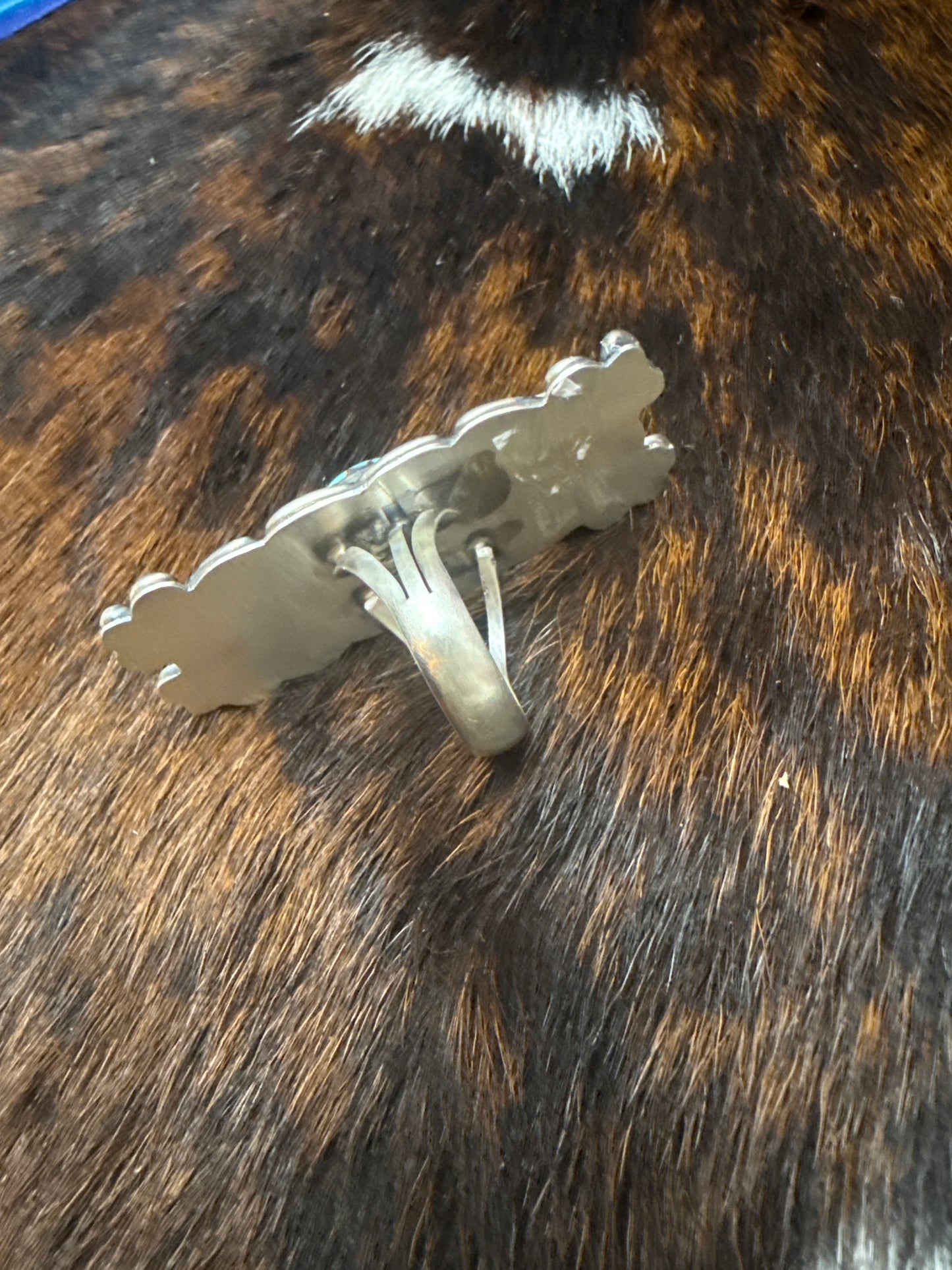 Marked KM Navajo Ring Sterling Turquoise