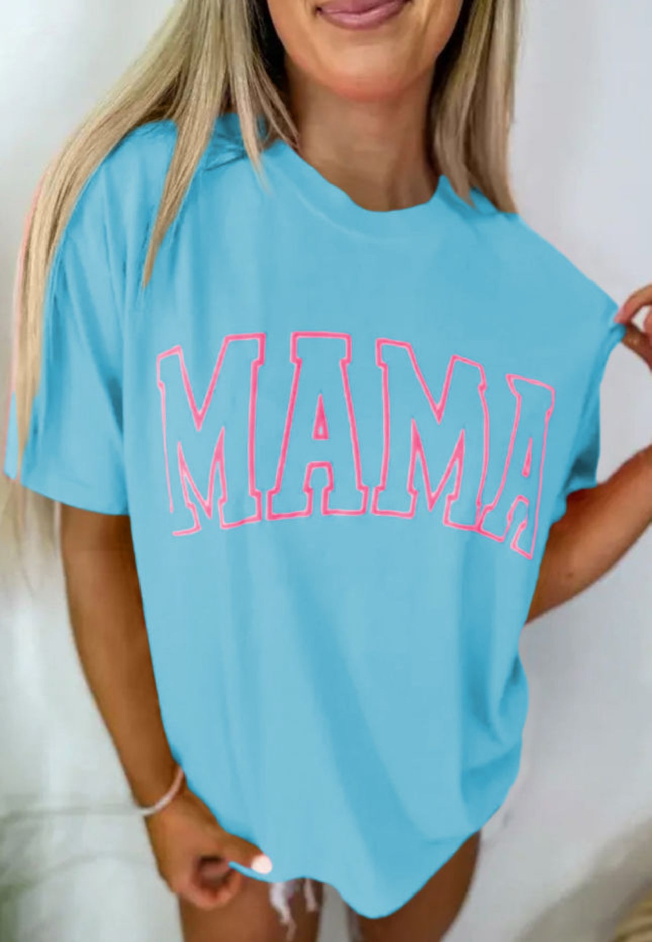 MAMA Letter Graphic Neon T Shirt