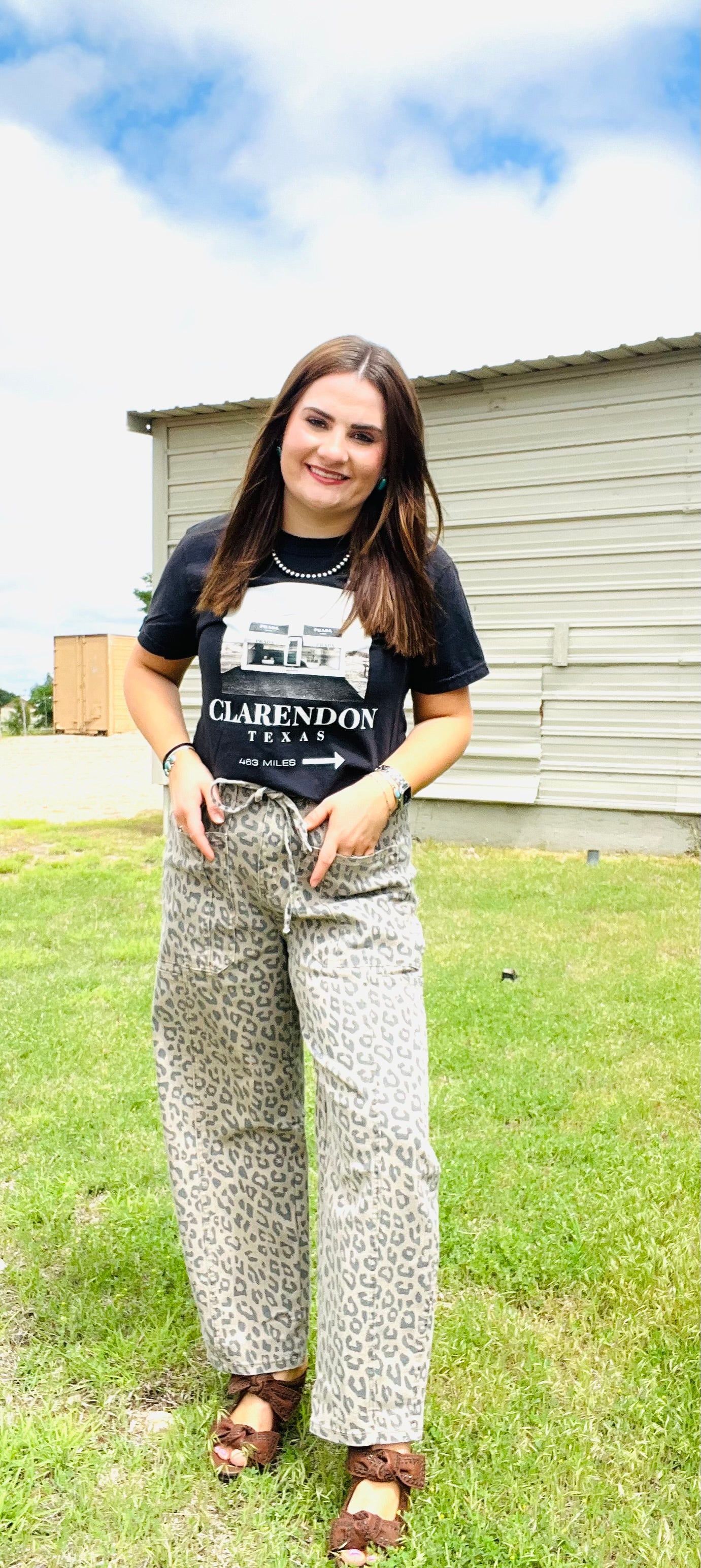 Leopard Print Barrel Jeans
