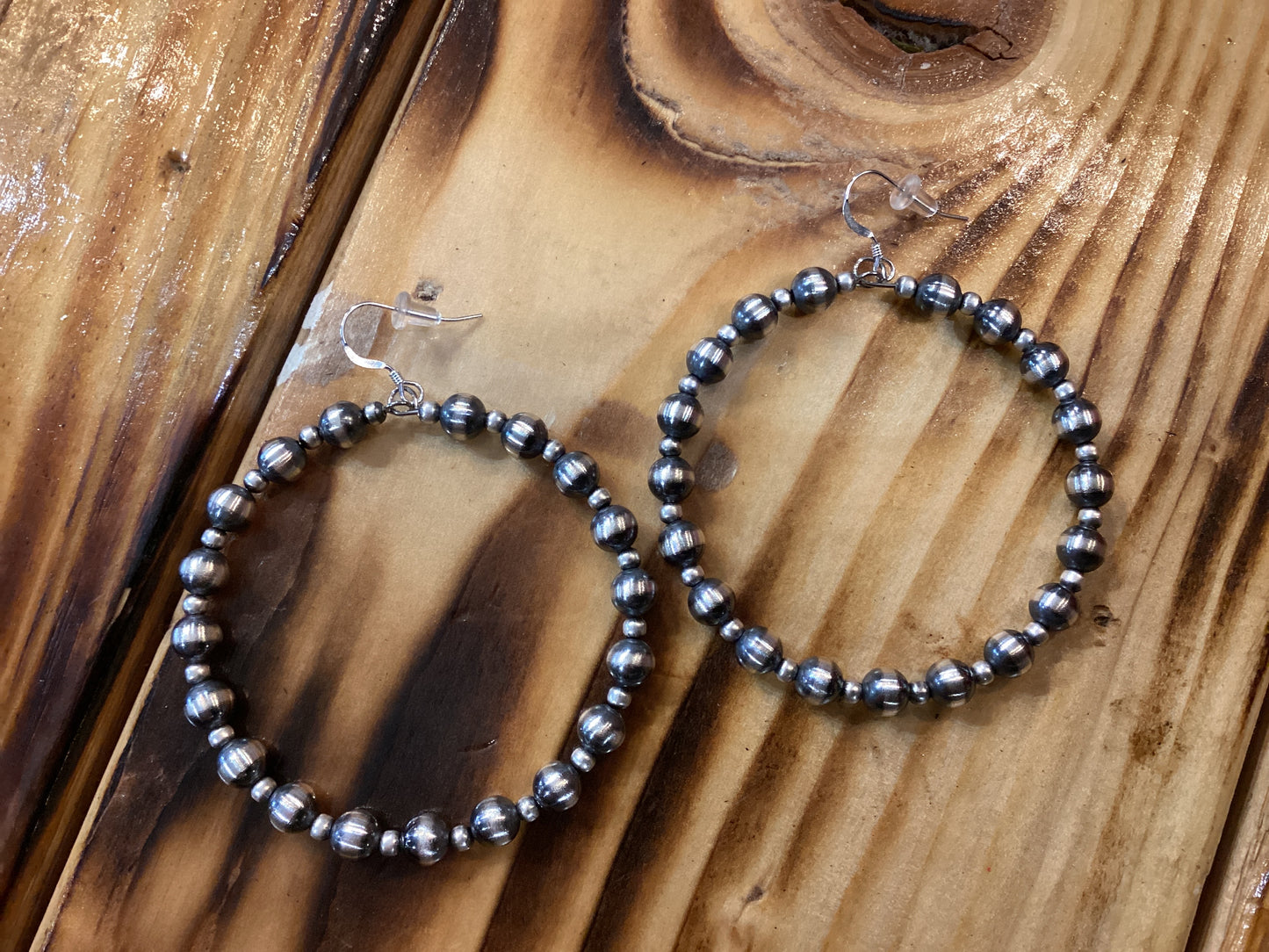 Graduated Navajo Pearl Hoop Earrings