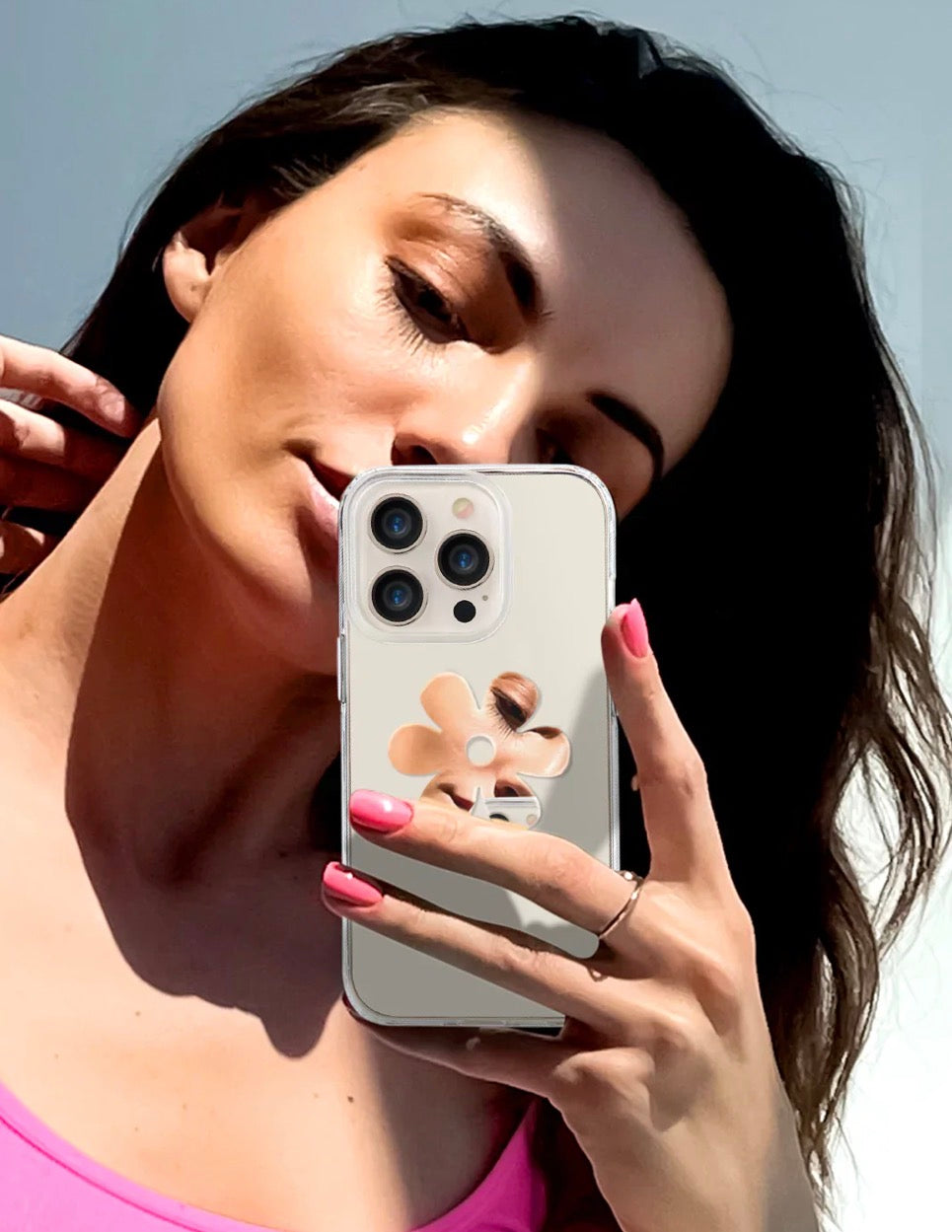 Stick-On Mirror Phone Decal - Flower