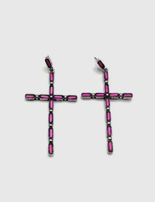 Western Cross Design Post Earrings