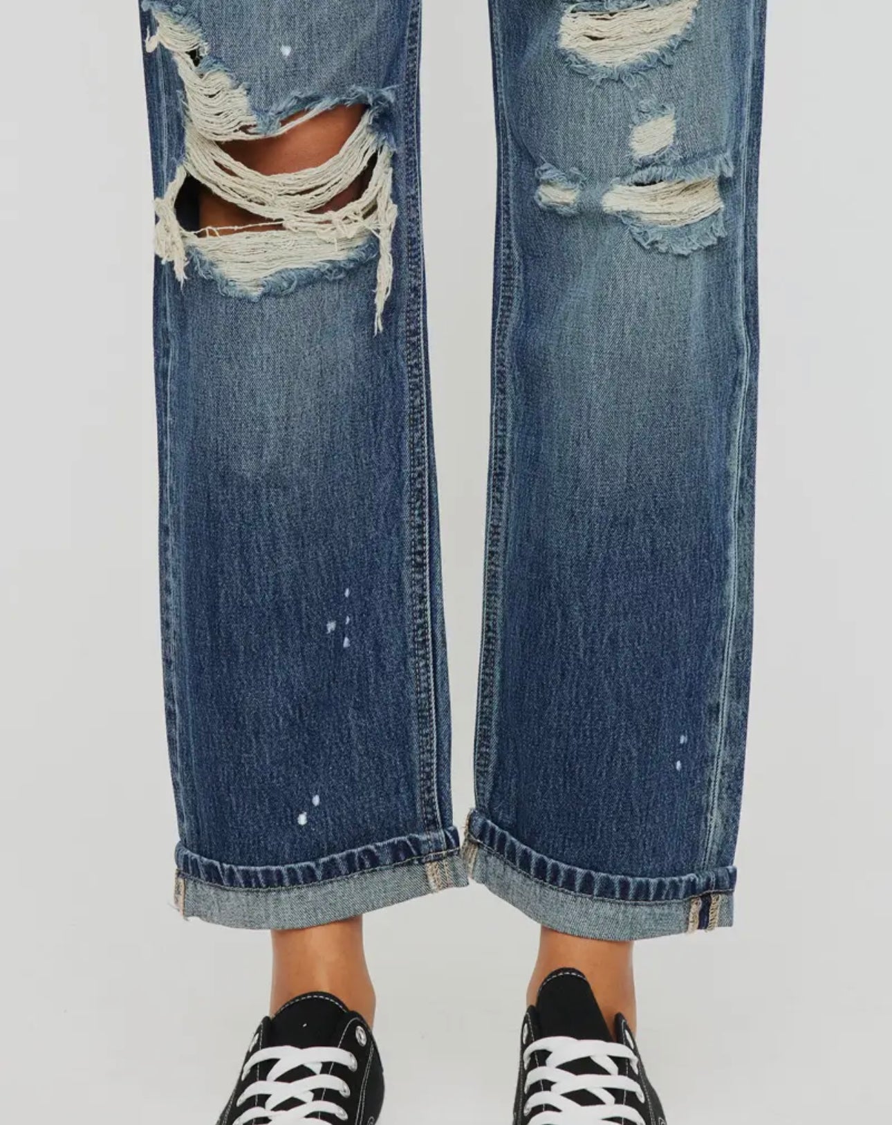 KanCan Distressed Boyfriend Cuffed Cropped Jeans