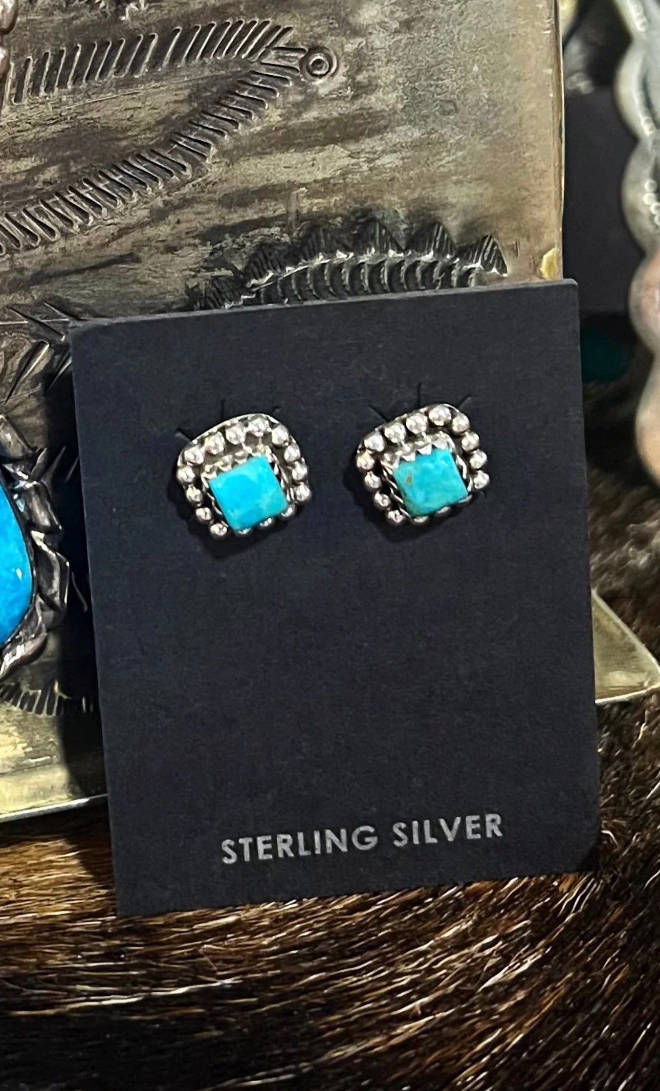 Sterling Silver KINGMAN Turquoise Earrings
