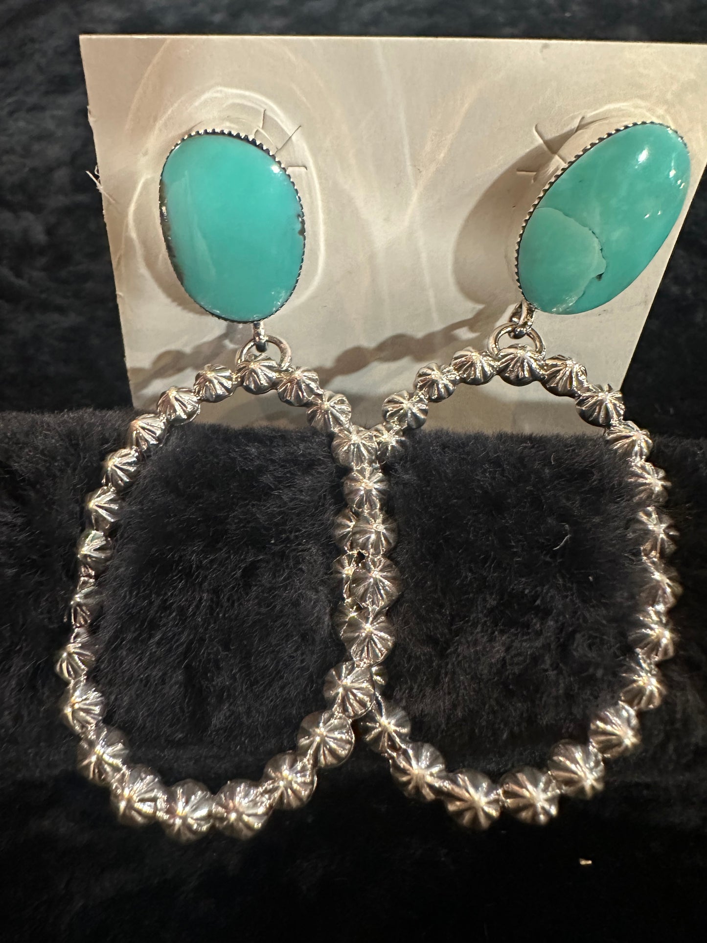 Navajo Handmade Sterling Silver Kingman Turquoise Charlene Yazzie