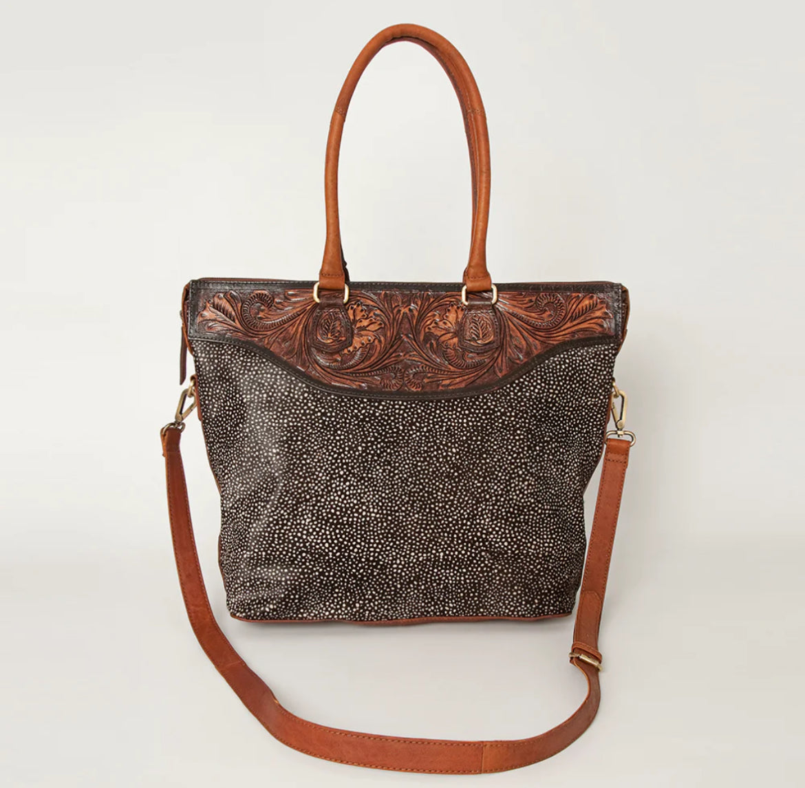 American Darling Tote Genuine Western Leather Women Bag Printed Hair-on Purse