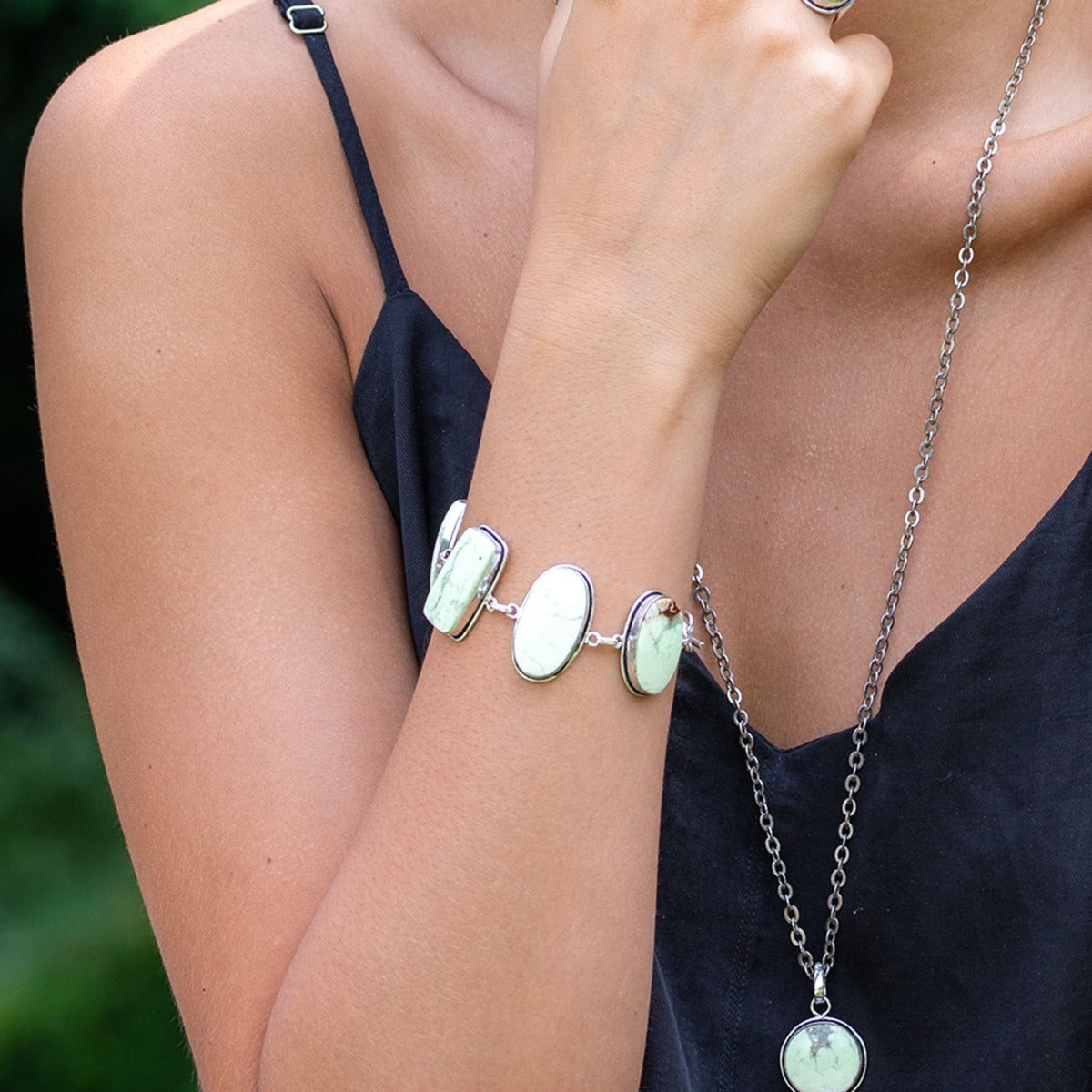 Kashi Semiprecious Stone Link Bracelet – Lemon Chrysoprase