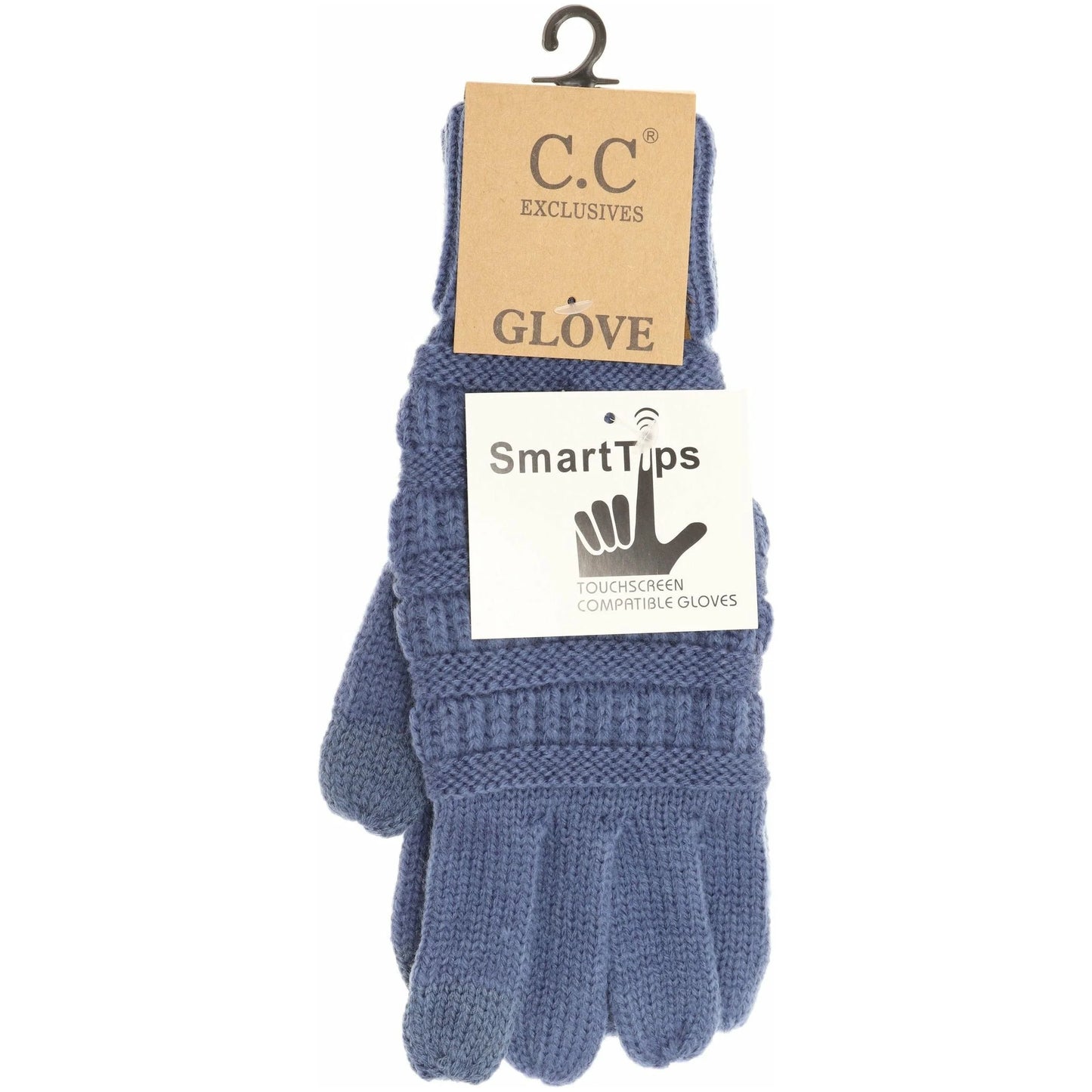 C.C Women Solid Ribbed Glove with Smart Tips