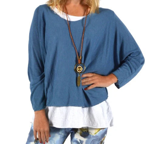 2PC TUNIC W/NECKLACE Italy Collection O/S