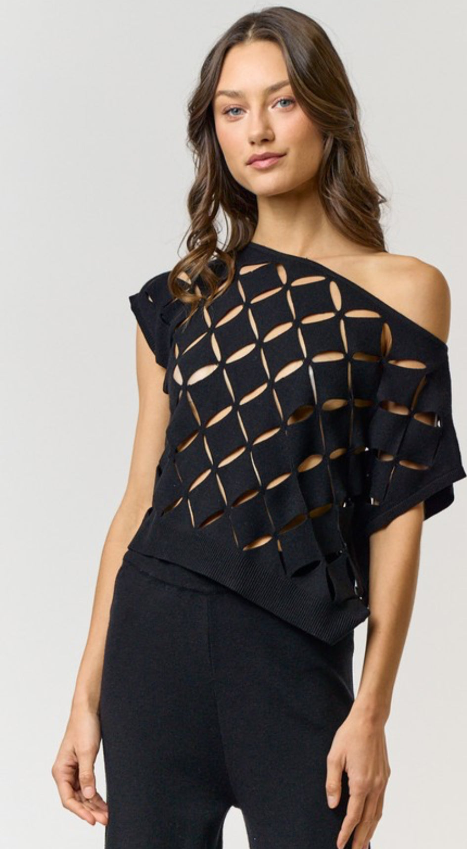 CUT OUT DETAIL ELASTIC WAISTBAND SWEATER PANTS