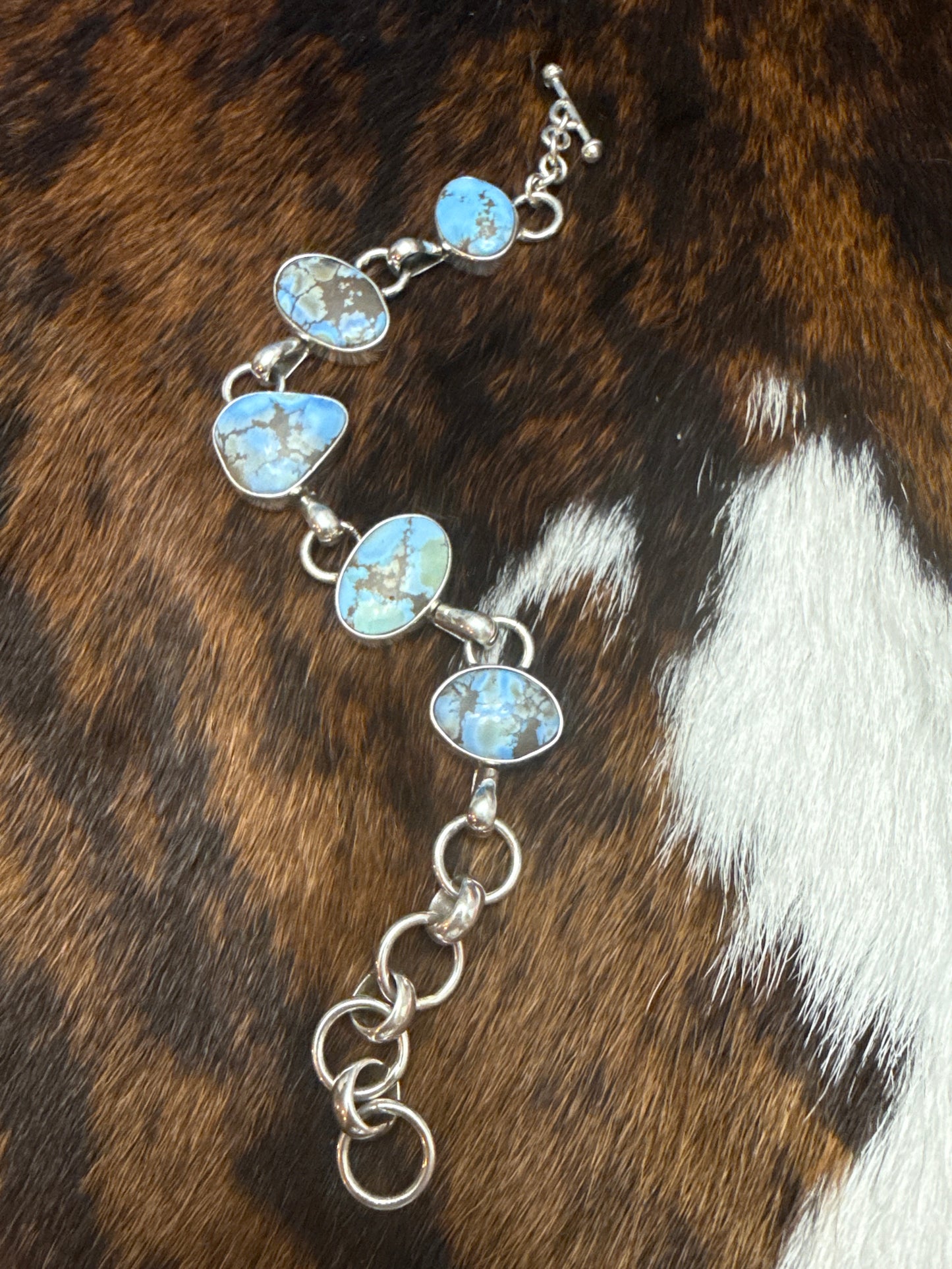 Sterling Silver Golden Hills Turquoise Link Bracelet