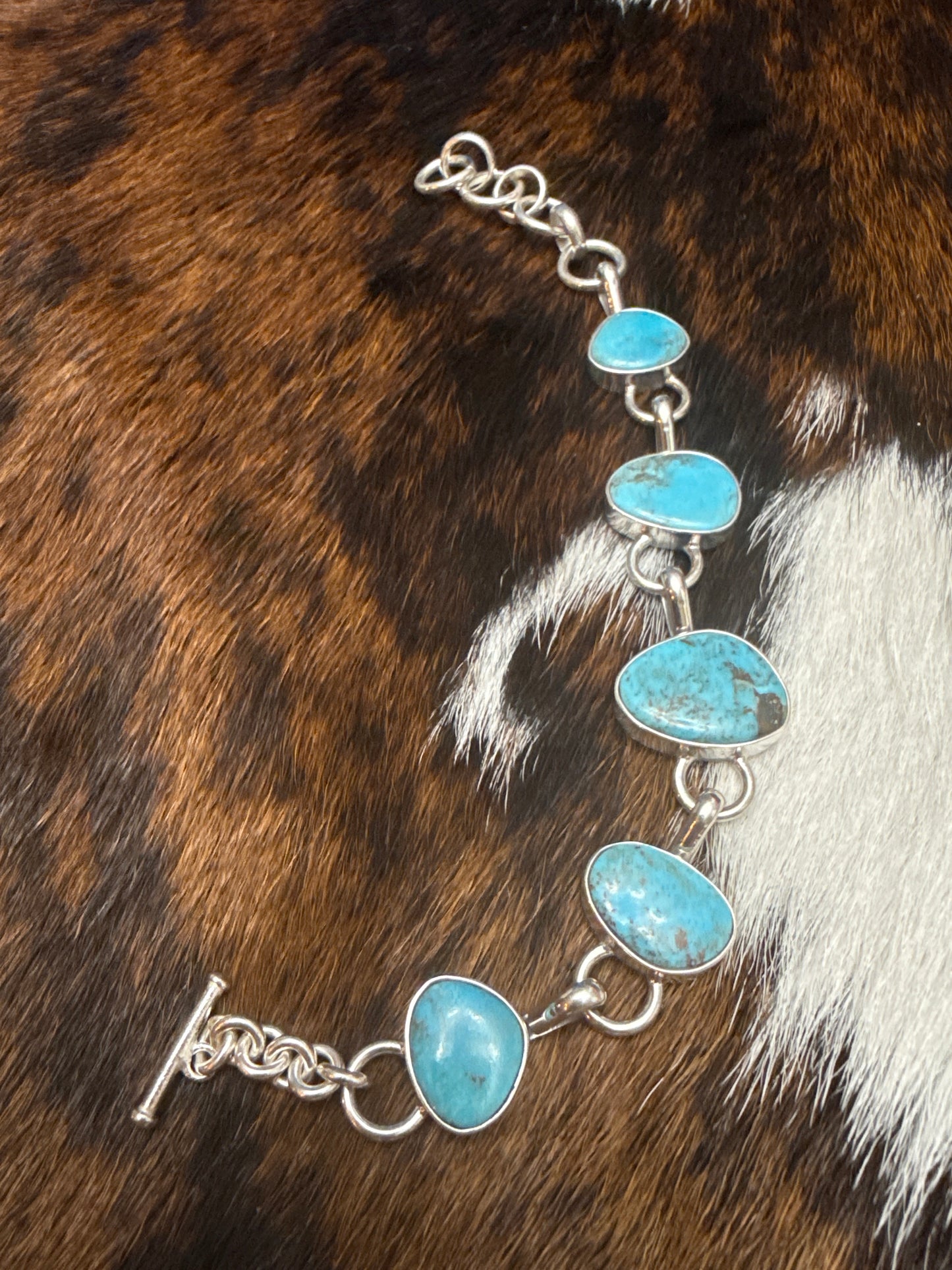 Sterling Silver Turquoise Link Bracelet