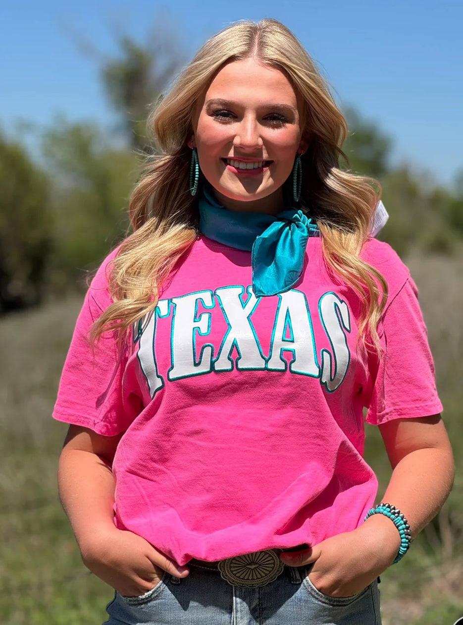 Texas In Glitter With Metallic Puff Tee
