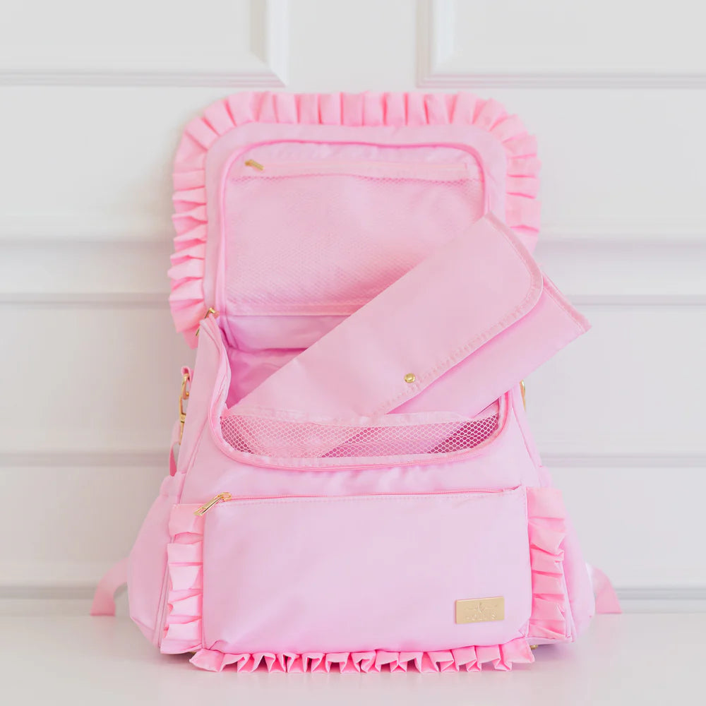 HOLLIS RUFFLED NYLON DIAPERBAG BACKPACK (monogram available)