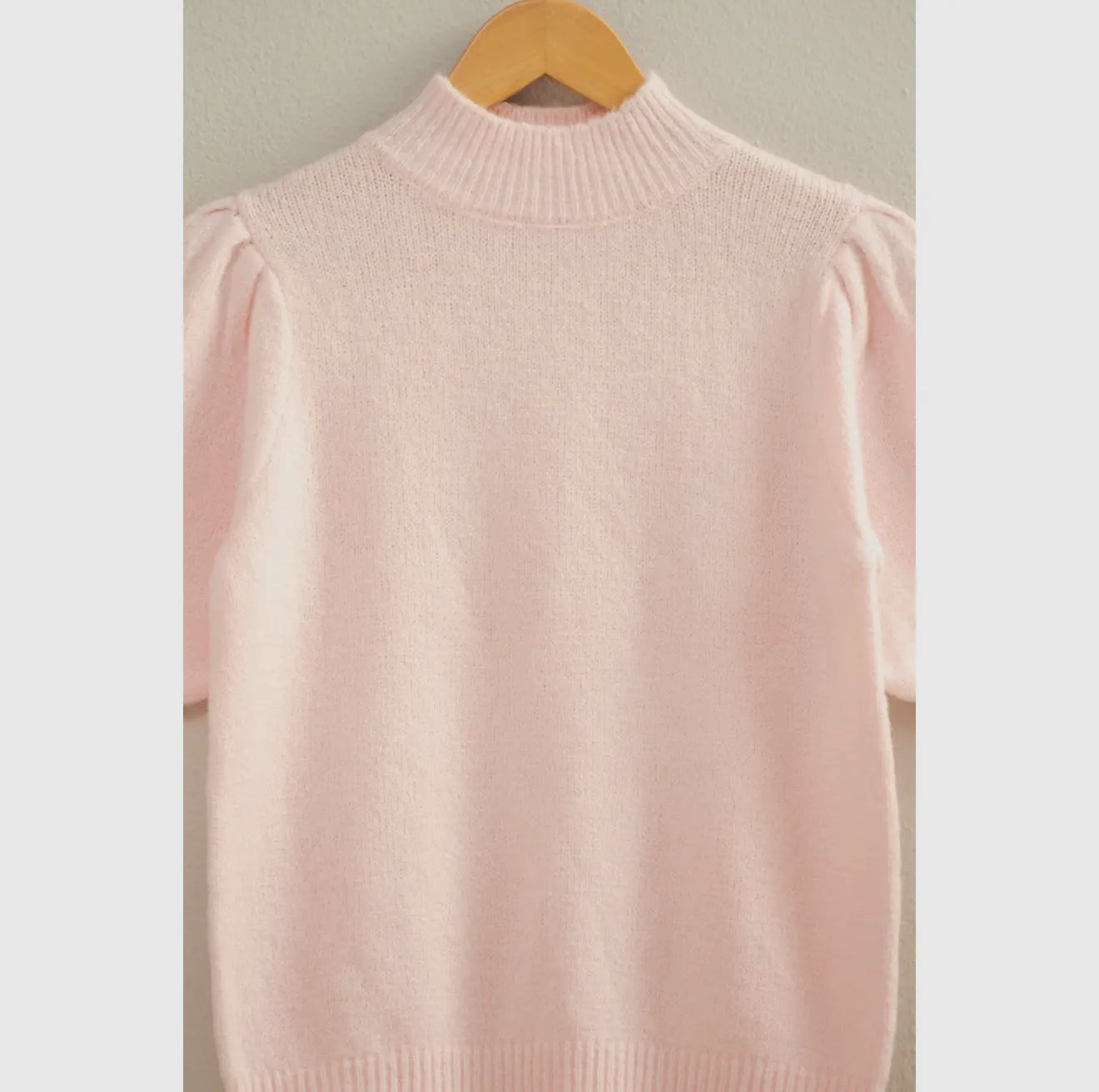 Short-Sleeve Ribbed Sweater with Puff Sleeves