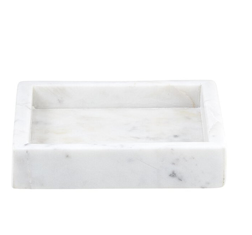 Square Marble Tray - White