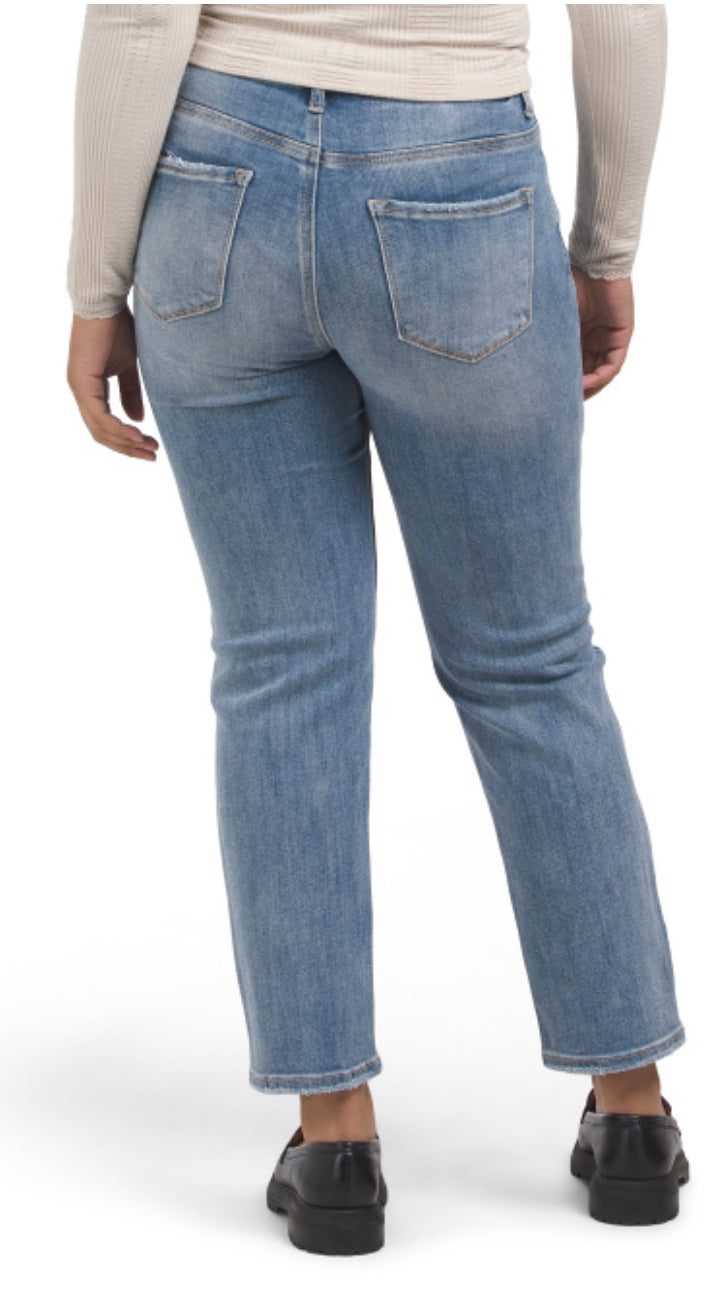 RISEN
High Rise Distressed Straight Jeans