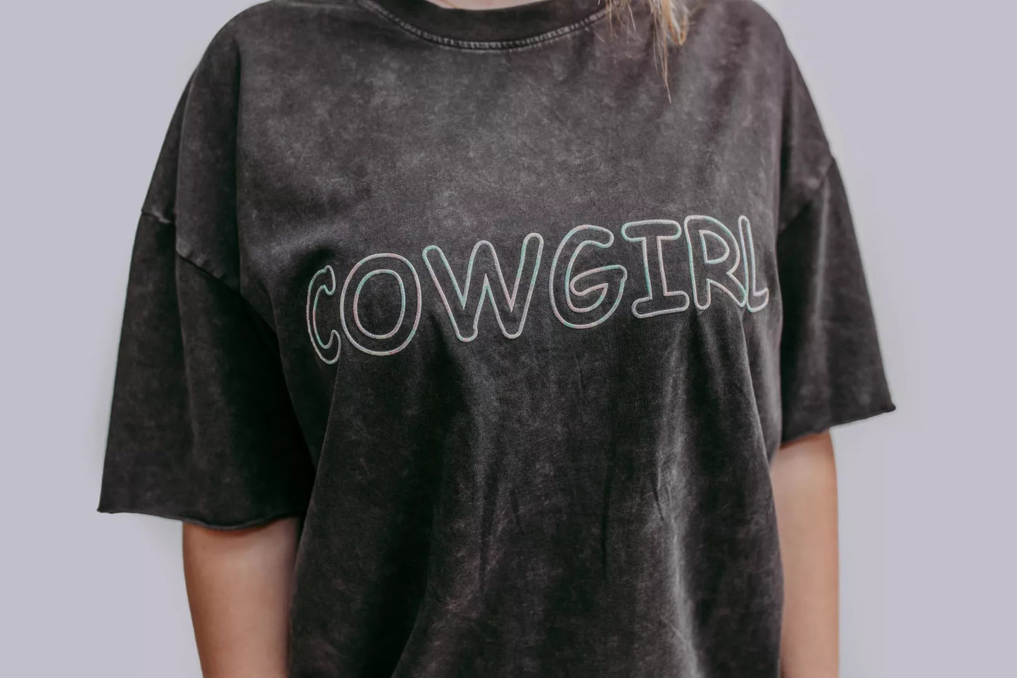 COWGIRL Embellished Mineral Washed Tee