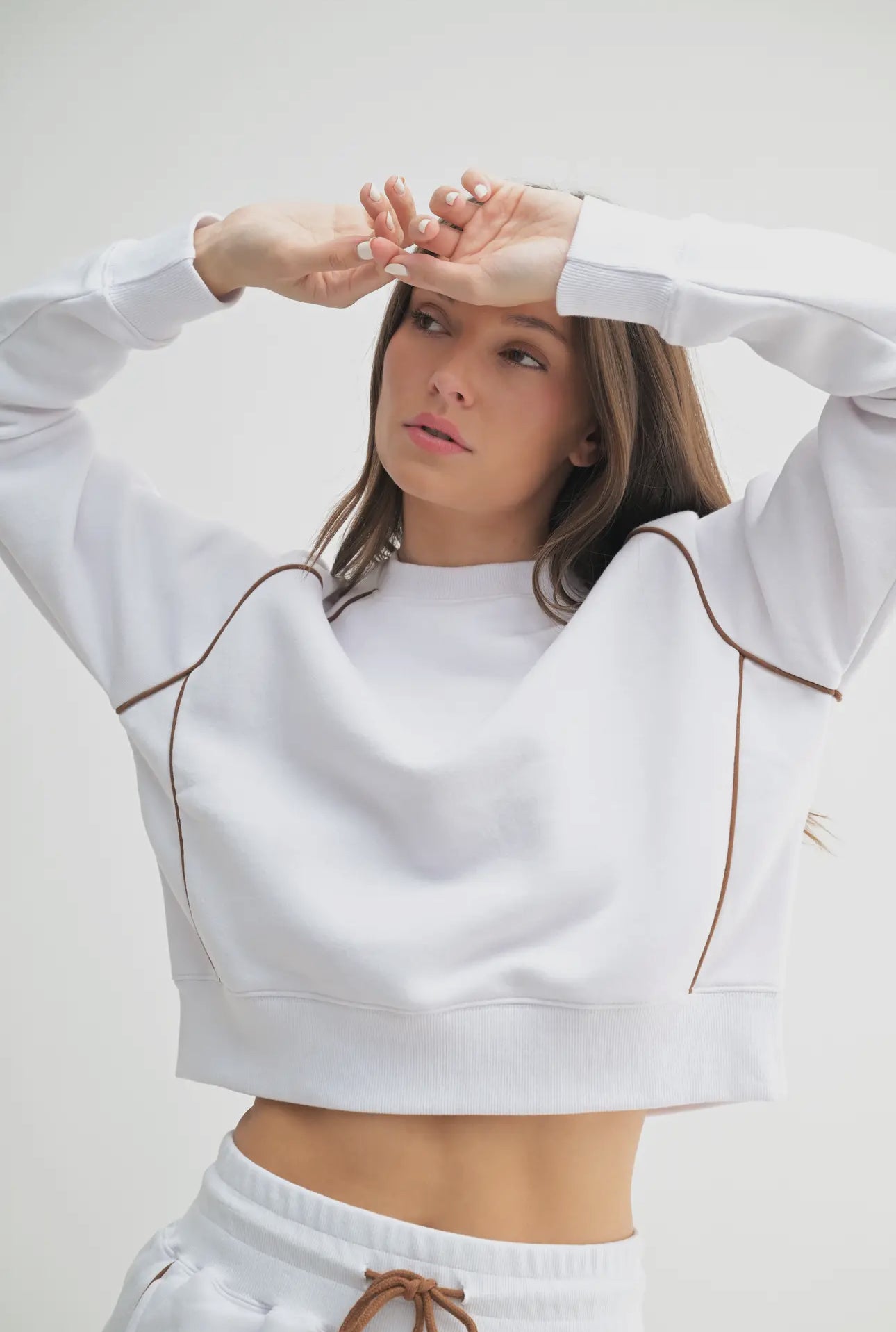 Pipedfleece Cotton Blend
Crewneck Sweatershirt