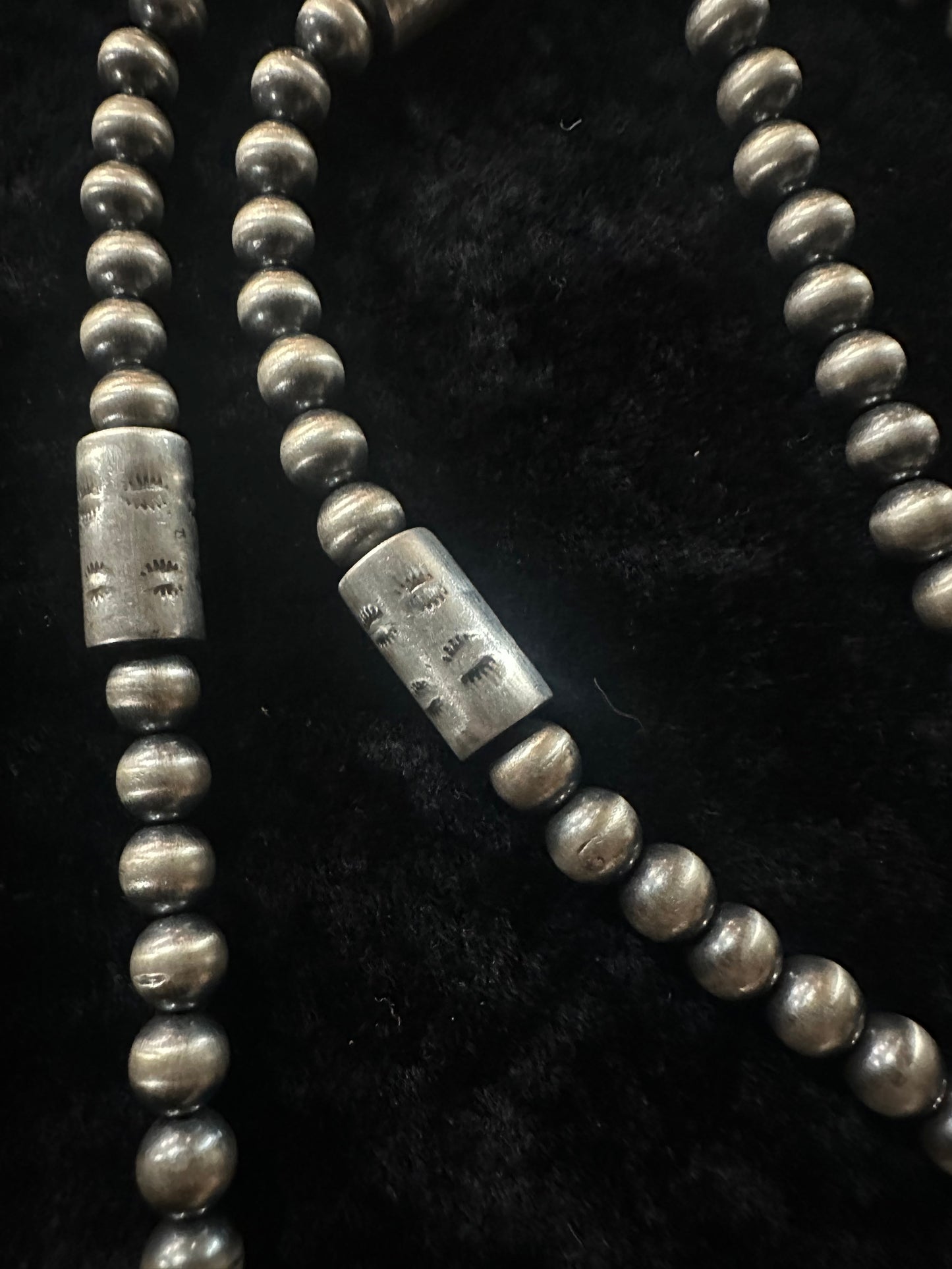 Sterling Silver Navajo Designer Pearl Necklace 32”