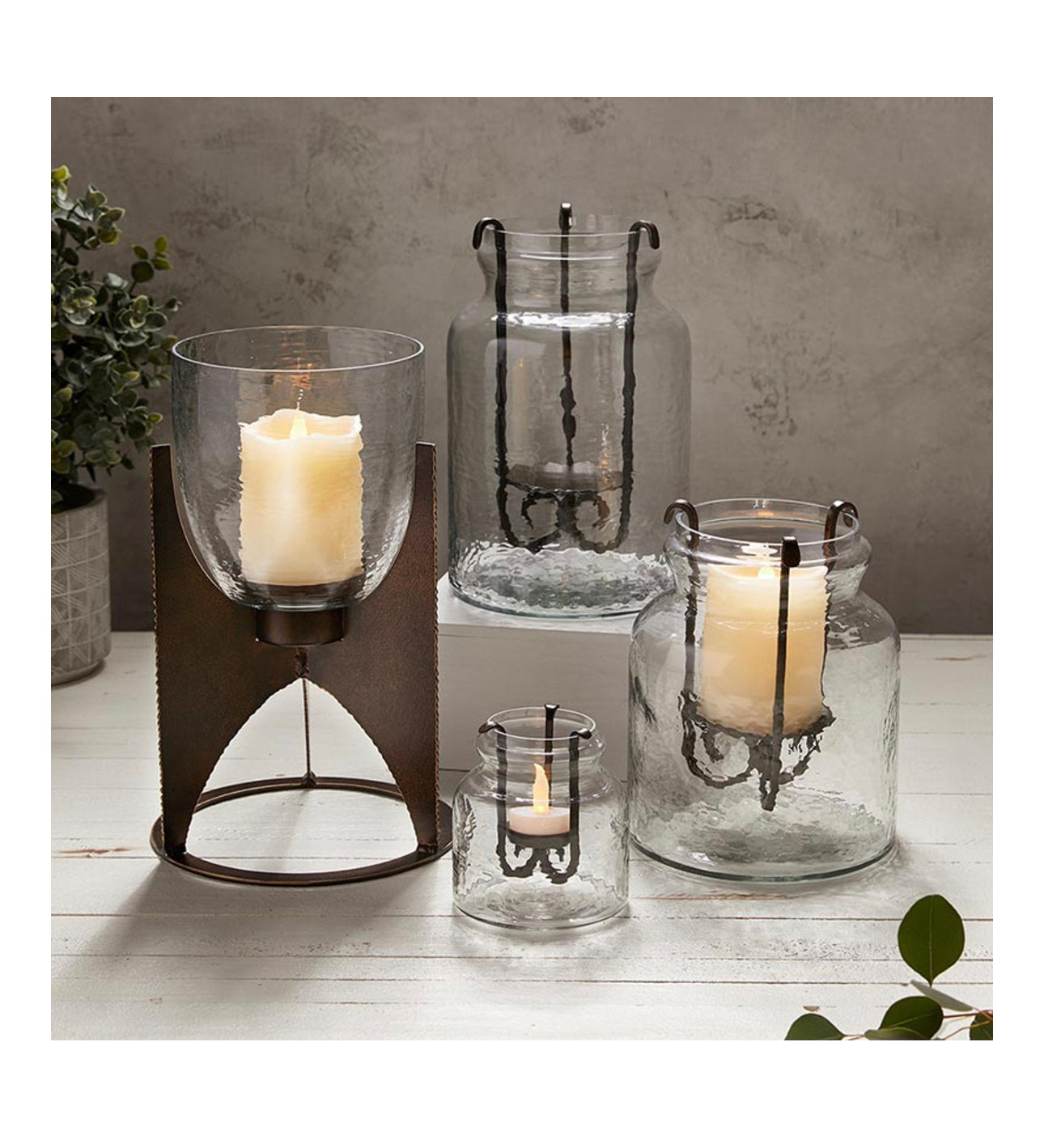 Vintage Bronze Hurricane Candle Holder