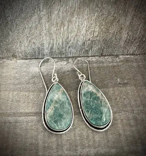 Kashi Semi Precious Stone Earrings - Amazonite
