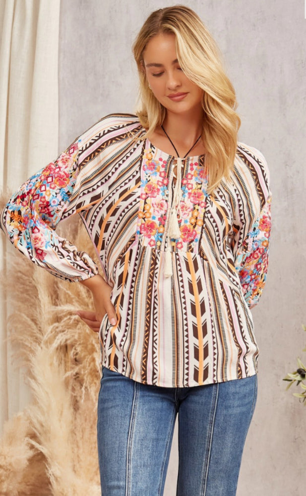 Savanna Jane - Andree’ by Unit - Embroidery Print Top