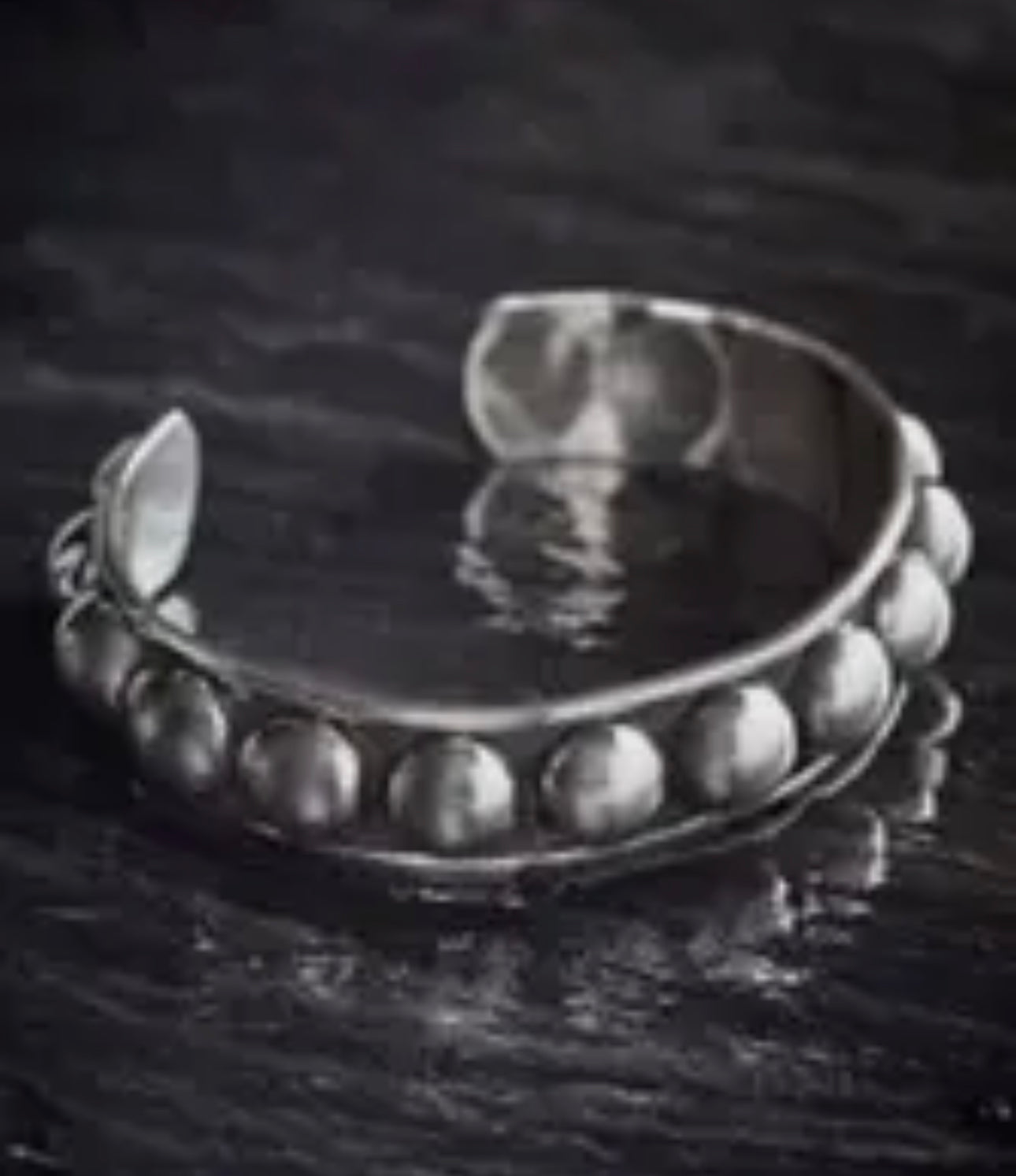 Sterling Silver Large Bead Stacker Cuff Bracelet