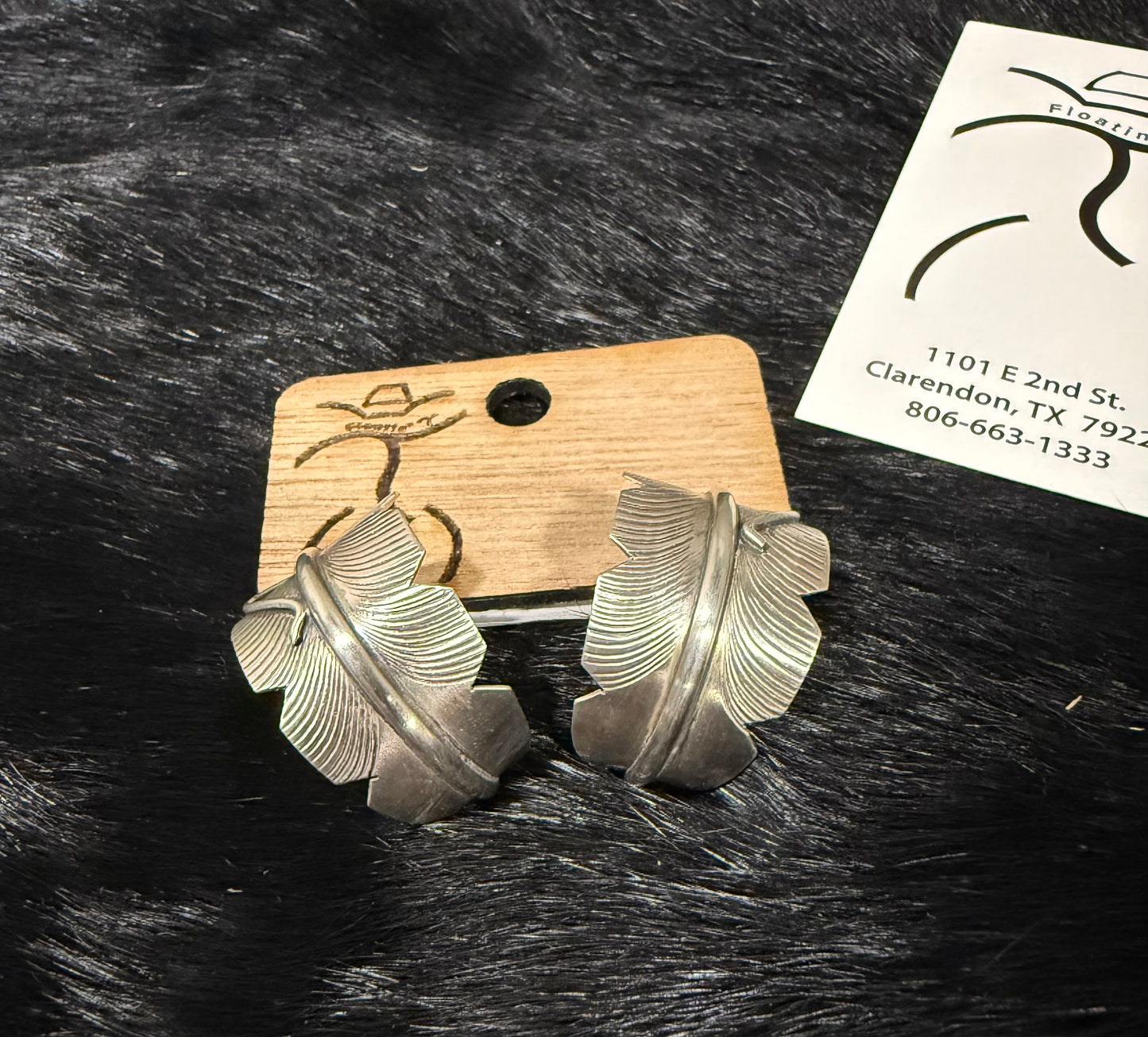 Marked “CC” Handmade Navajo Sterling Silver Feather Earrings