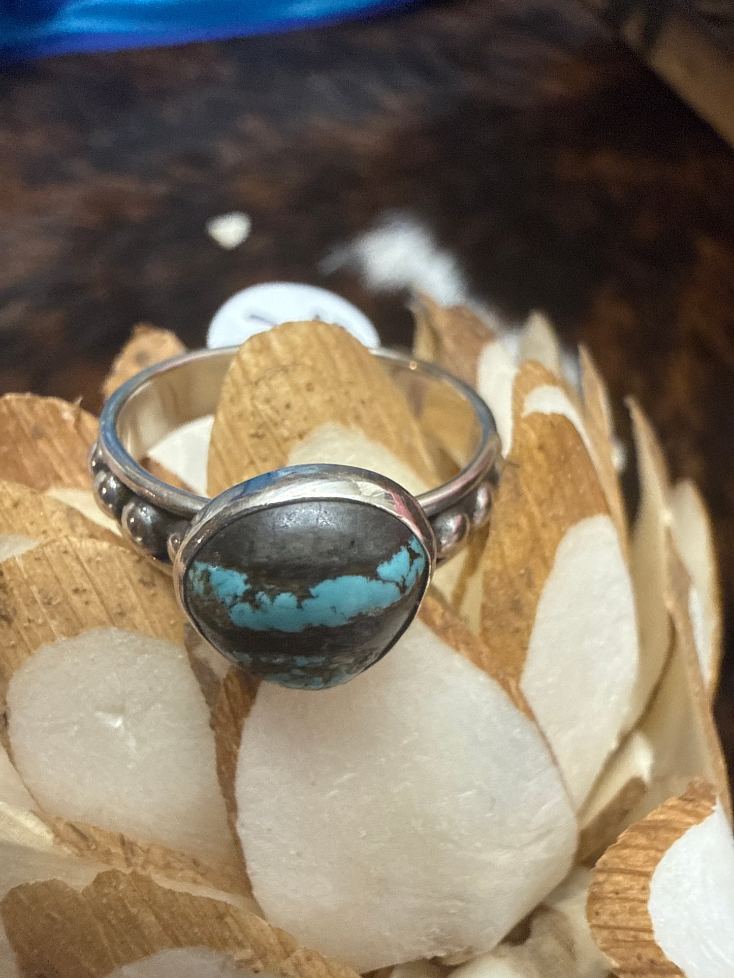 Navajo Bead Handmade Turquoise Sz 10 Ring