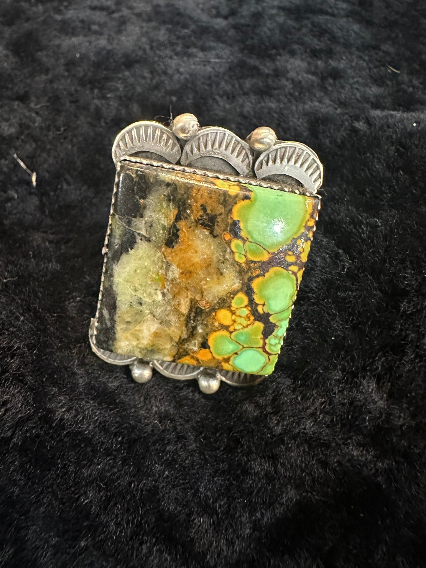 Sterling Silver Navajo Marked Handmade BlackJack Adjustable Ring