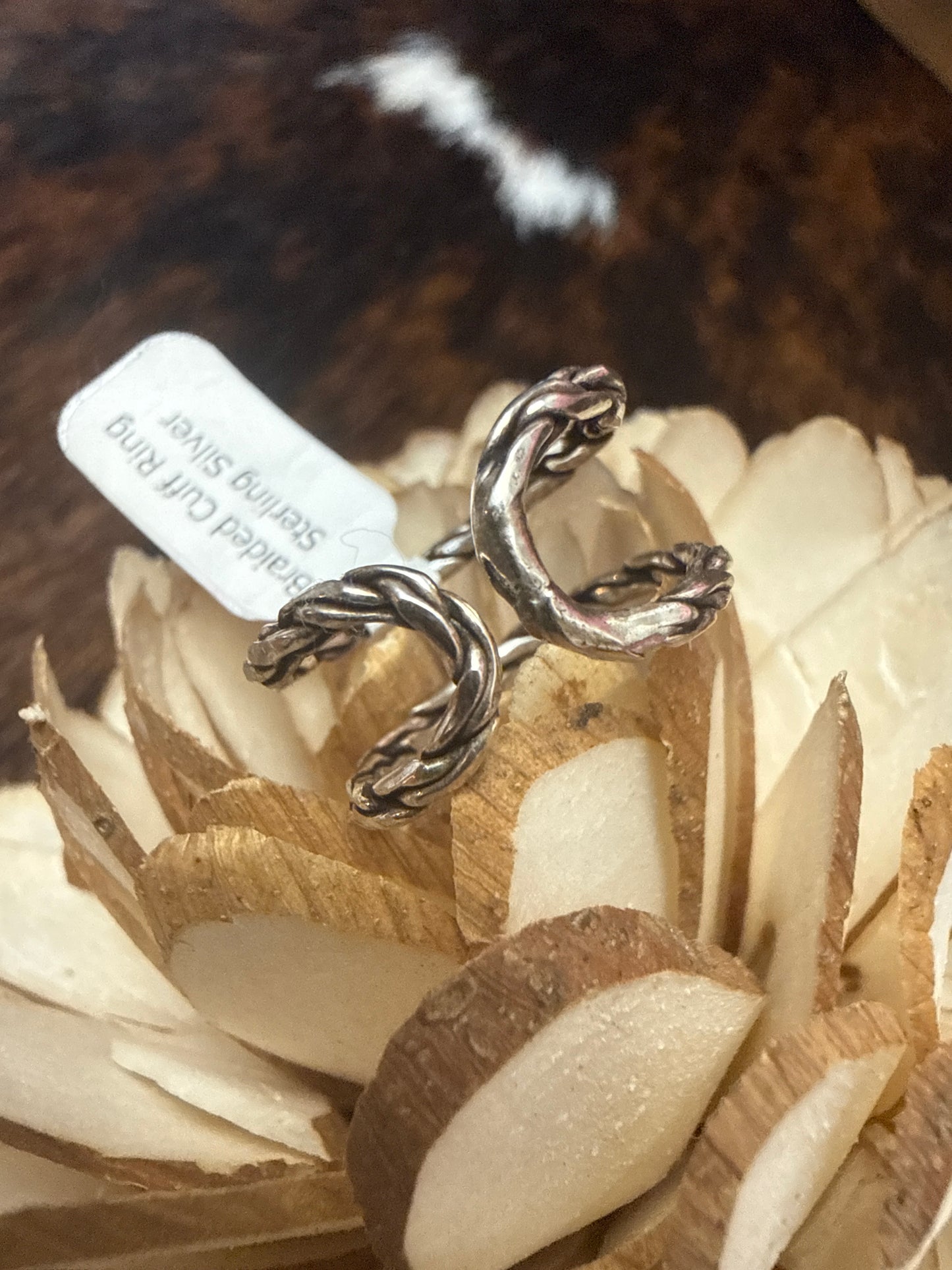 Braided Cuff Sterling Silver Ring